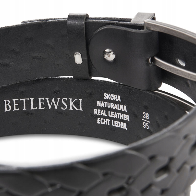 PASEK SKÓRZANY MĘSKI PAS DO SPODNI SKÓRA BETLEWSKI Długość bez klamry 105 cm