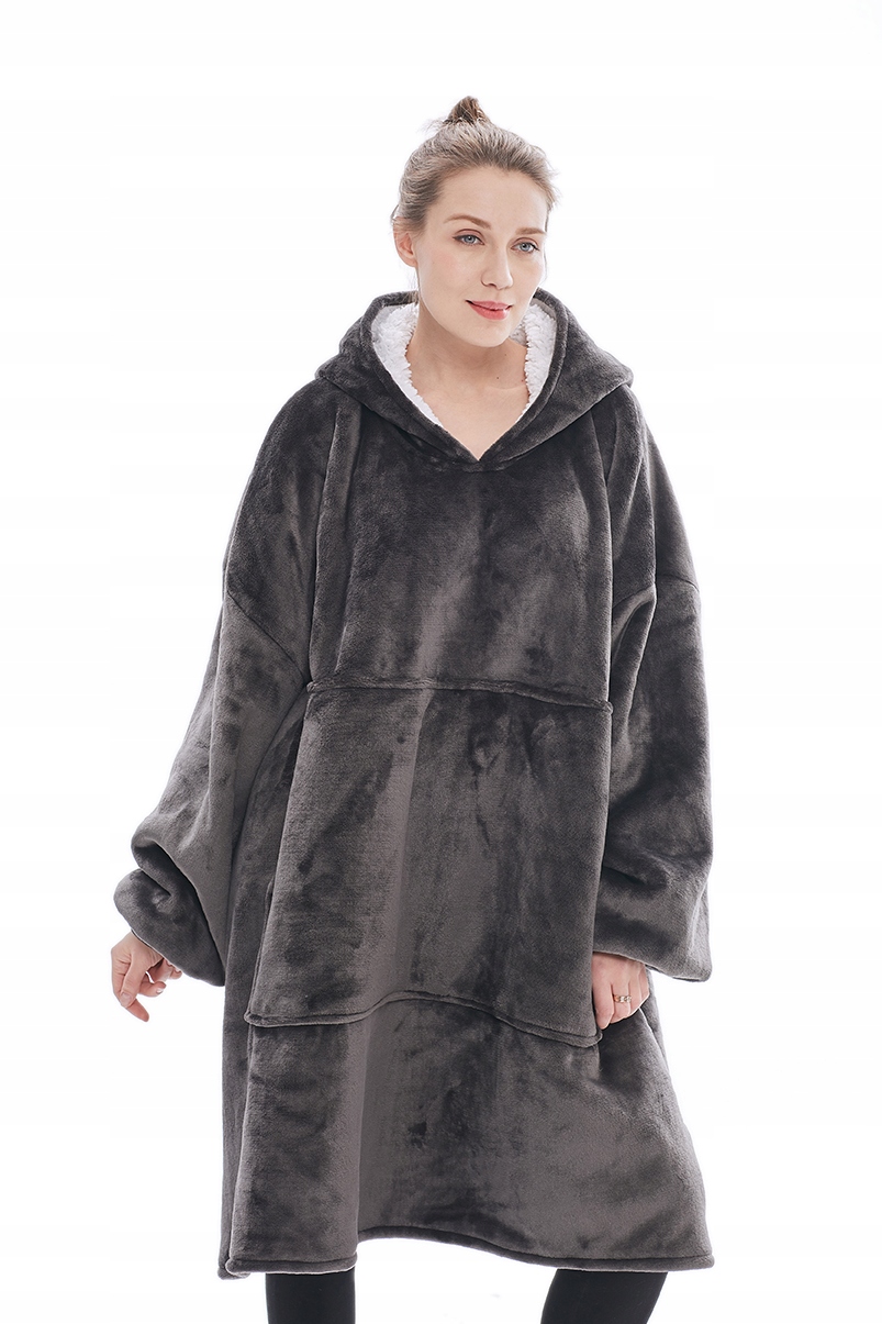 

Bluza Koc Kocobluza Ciepła Oversize 2w1 Szara