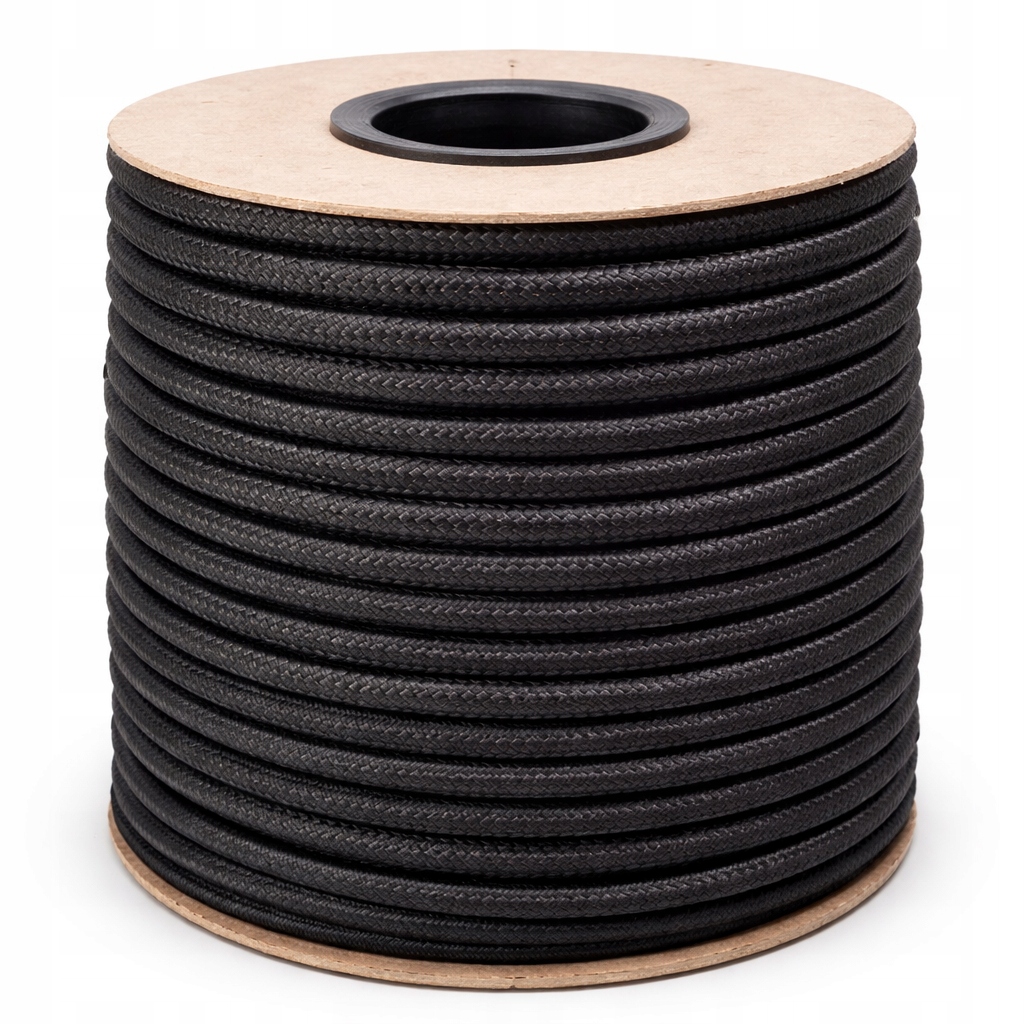 Gumové lano černé 12 mm 100 m elastické lanko pro plachty