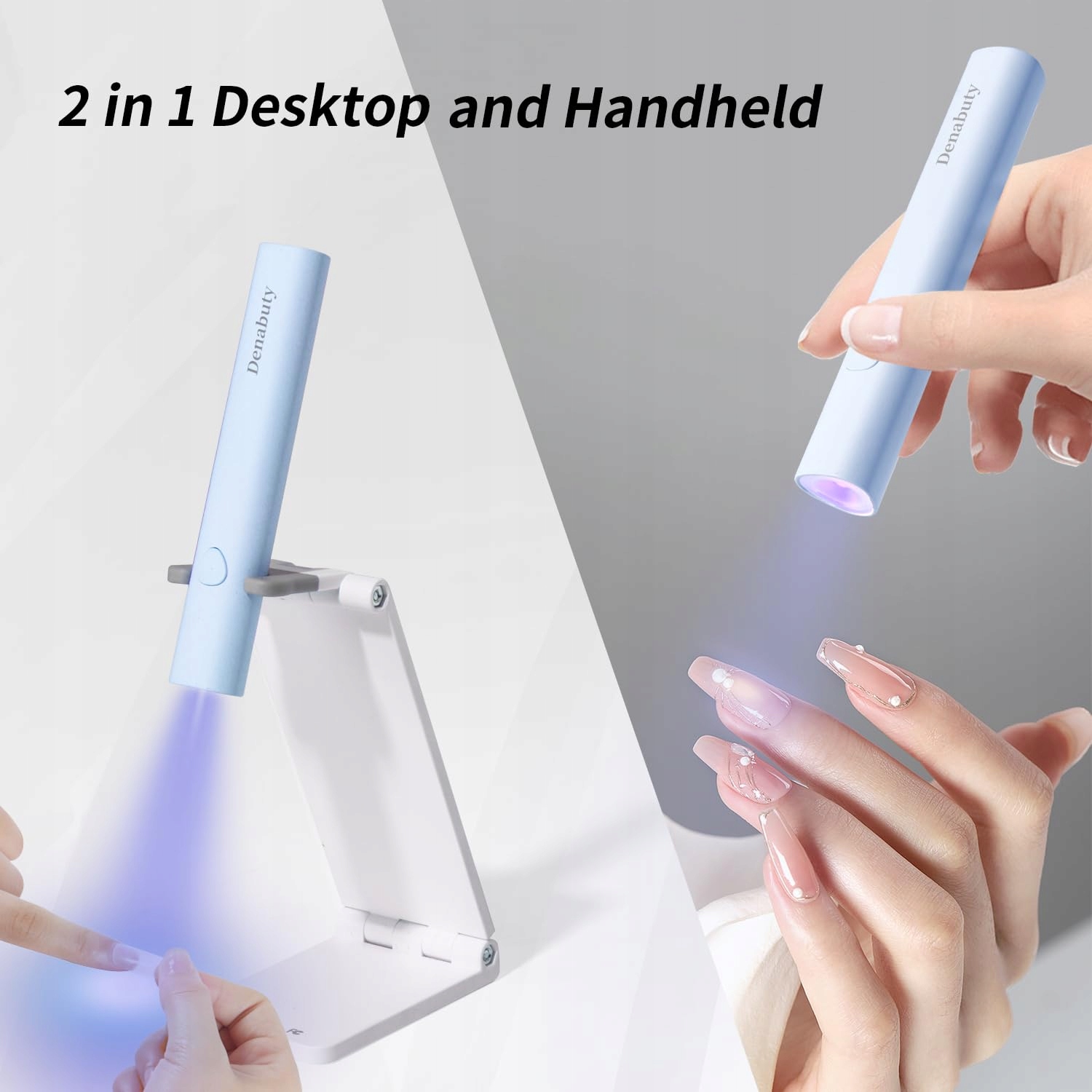 DENABUTY Lampa UV LED Do Paznokci Mini Przenośna Niebieska Z Akumulatorem — miniatura 3