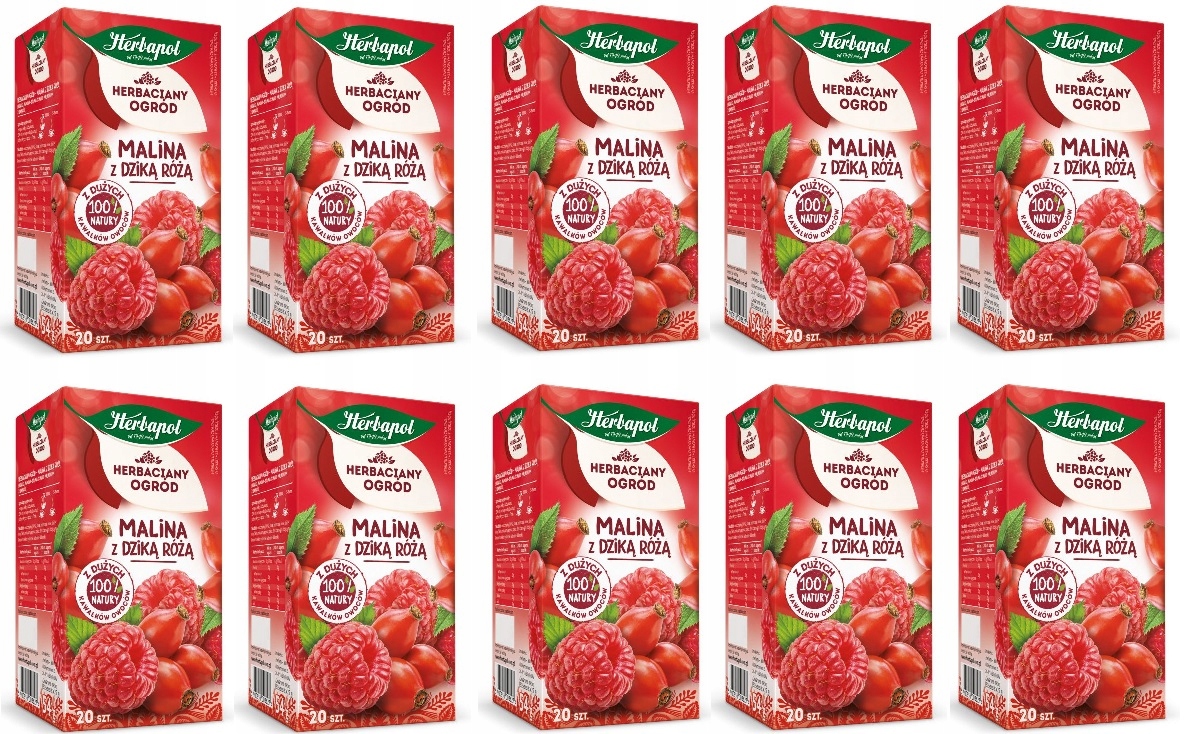 10x 54g Herbapol herbatka owocowa malina z dziką różą 20tb Karton