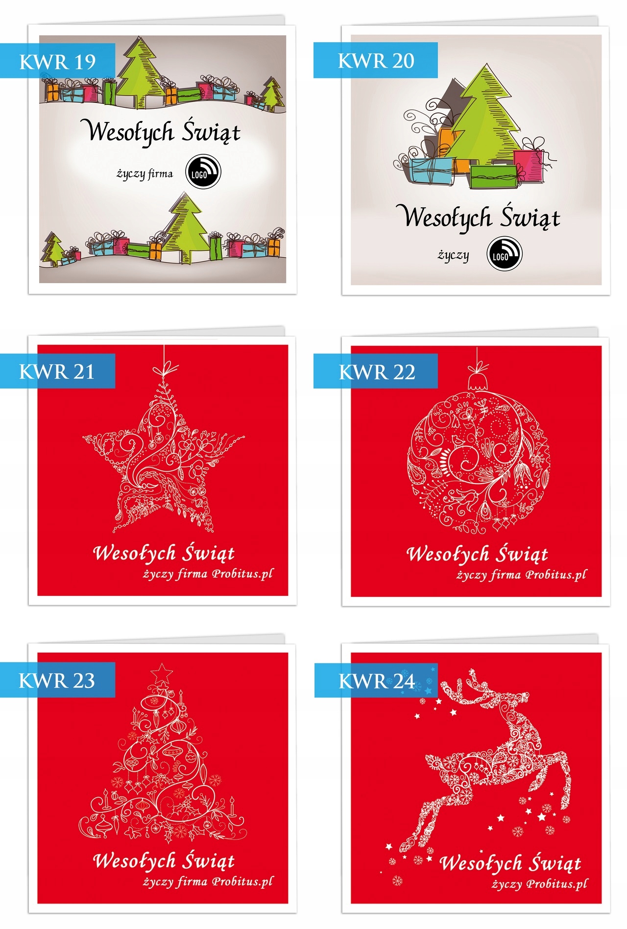 FIRMOWE KARTKI ŚWIĄTECZNE Biznesowe dla FIRM LOGO Materiał papier