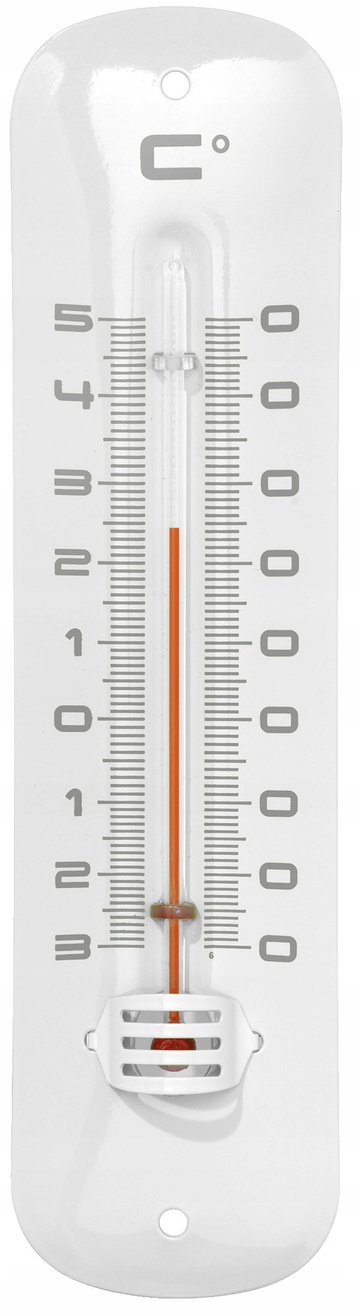 TERMOMETR ZEWNĘTRZNY WEWNĘTRZNY SŁUPKOWY -30 +50 C ANALOGOWY BIAŁY METALOWY