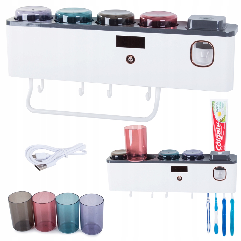 Organizér Na Kartáčky, Kelímky, Dávkovač Na Pastu, Uv Sterilizátor, 4 Kelímky