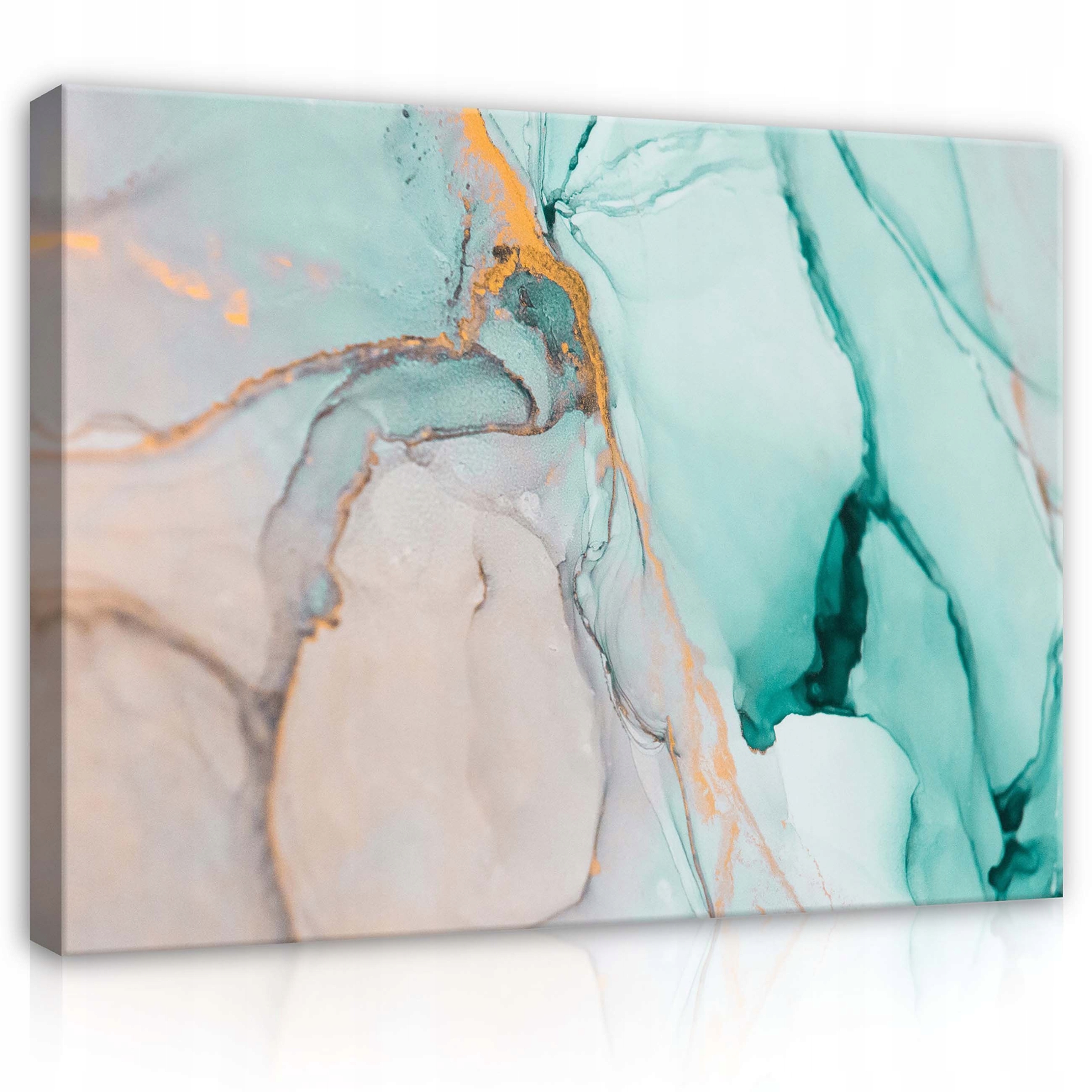 Obraz 100x75 Abstrakce mramor tyrkysové zlato akvarel textura elegance