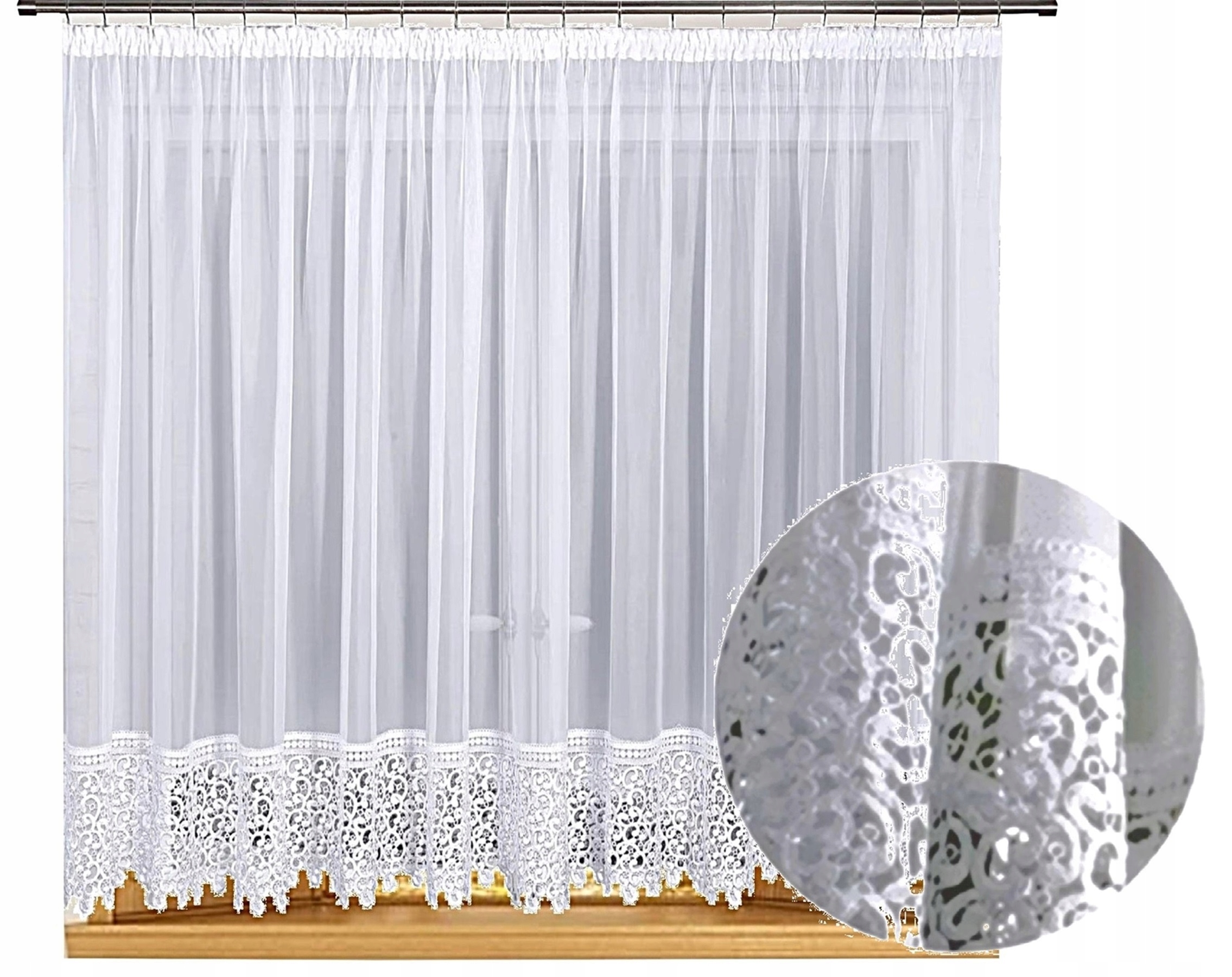 Firana Gotowa 600 x150 CM Firany Woal Biała Prosta