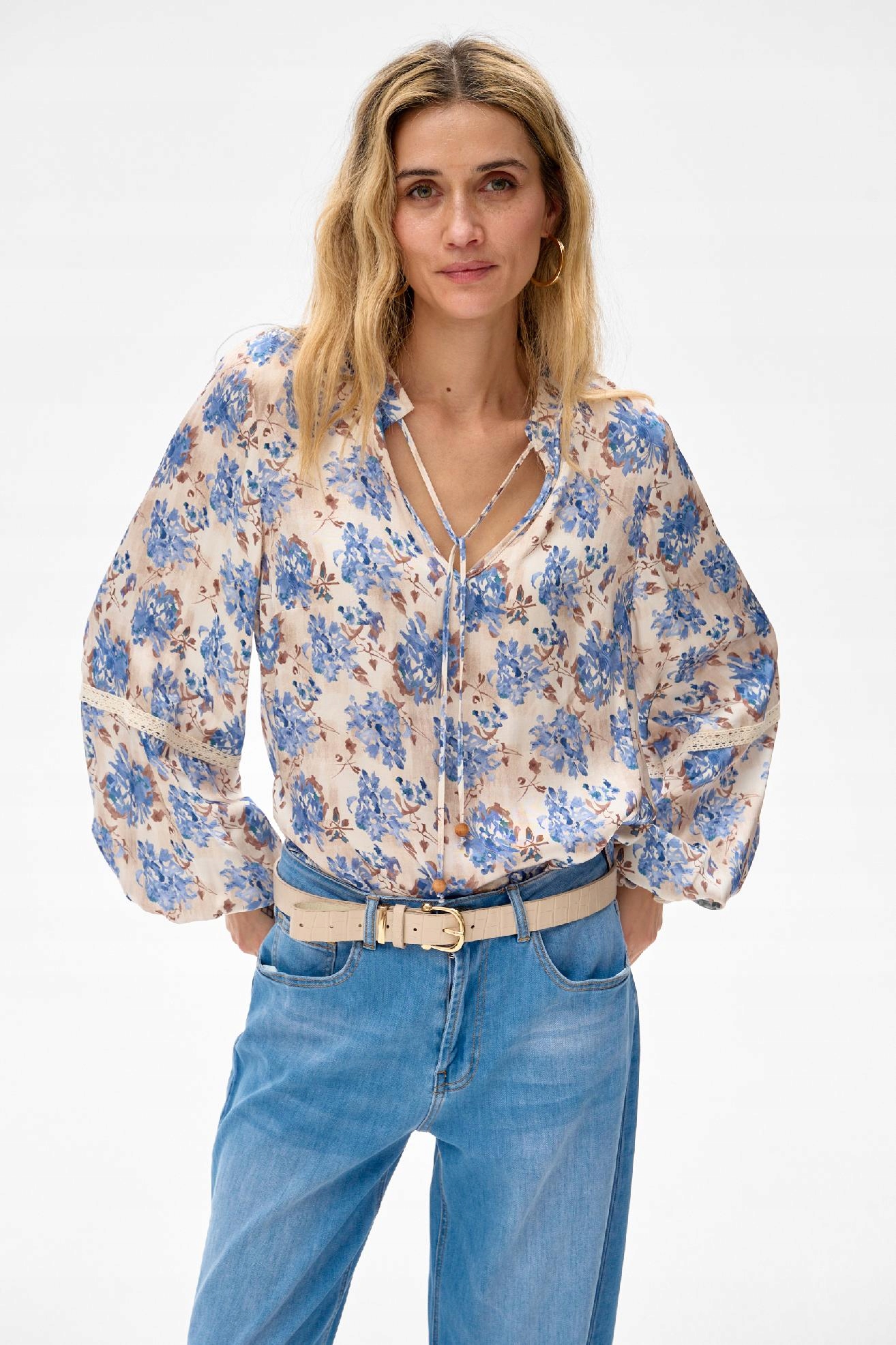 Dámská halenka s květinami, modrá, Vivi blue shadow vel. 40