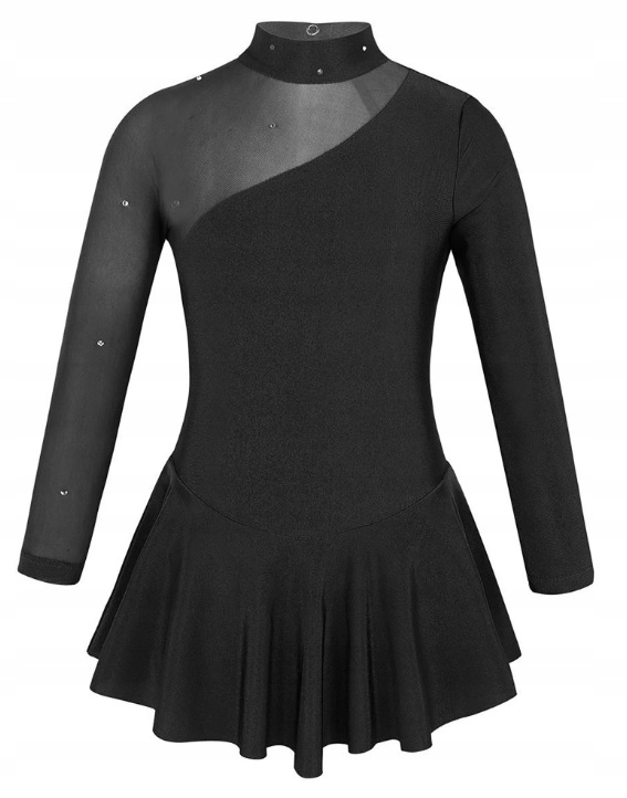 Šaty Asymetrické Body Balet Bruslení Gymnastika Golf Černá 134/140