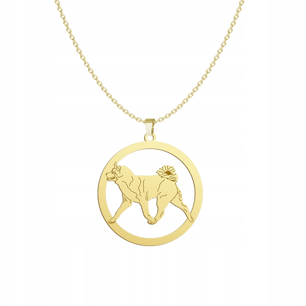 Zlatý náhrdelník Akita japonská 925 Dárek Řetízek Žena Gravírování Bonus