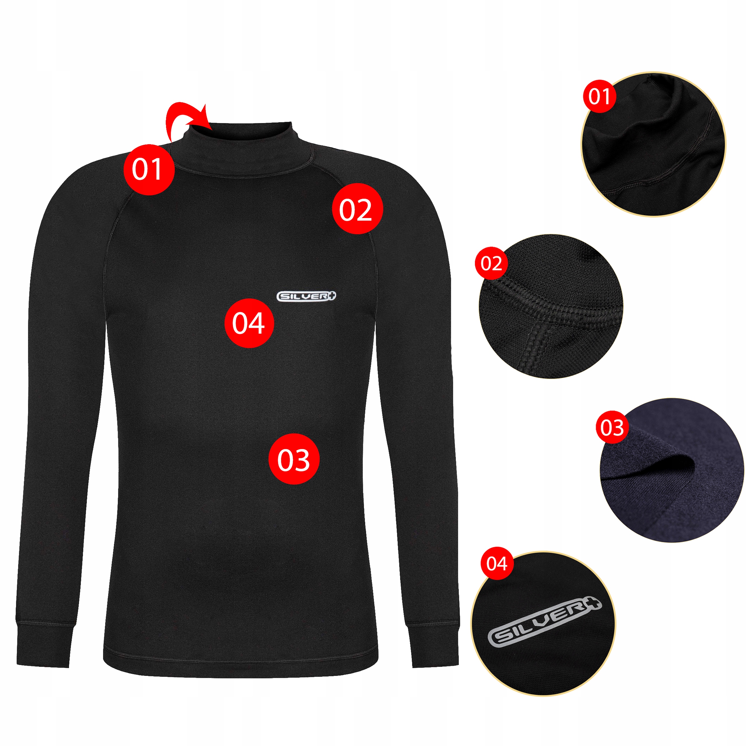 BLUZA TERMOAKTYWNA dziecięca KOSZULKA bielizna OCIEPLANA Ercole SILVER+ 122 Rozmiar 122