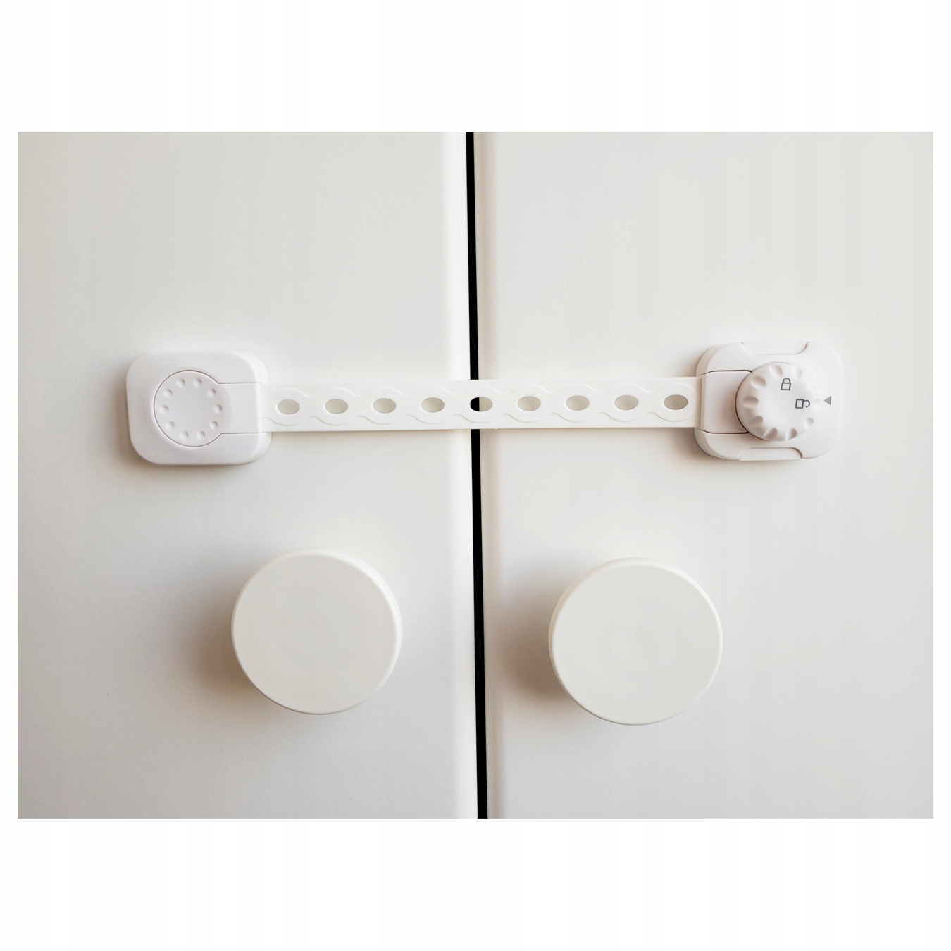 ZABEZPIECZENIA SZAFEK BLOKADY MEBLI SZUFLAD DRZWI ZABEZPIECZENIE trzyma + Kolor biel