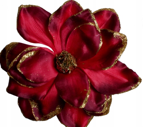 

Magnolia Duża Główka Z Brokatem Bordo/złota 20cm