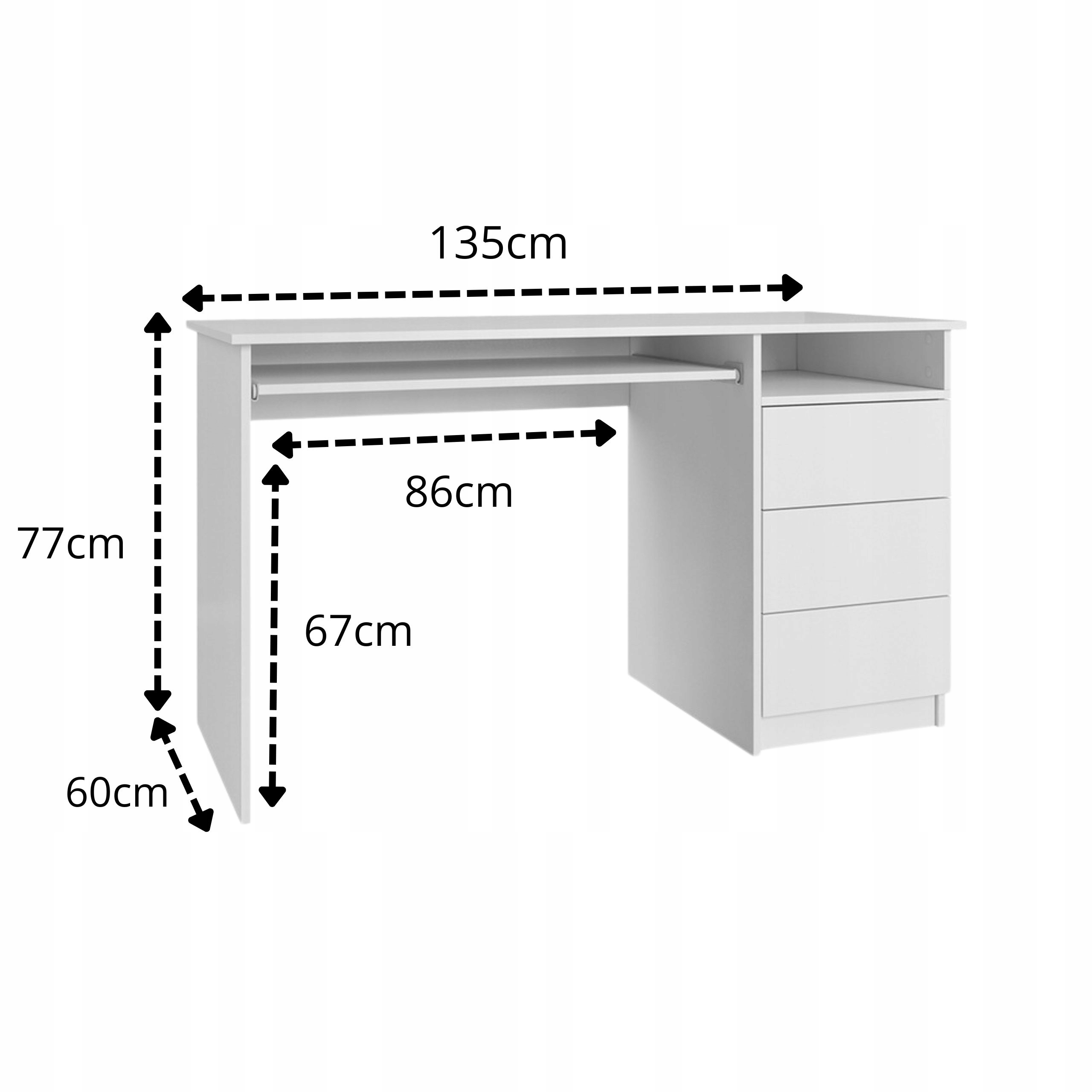 Biurko komputerowe białe 135cm stabilne z szufladami tipon pod laptop Marka Furnster.