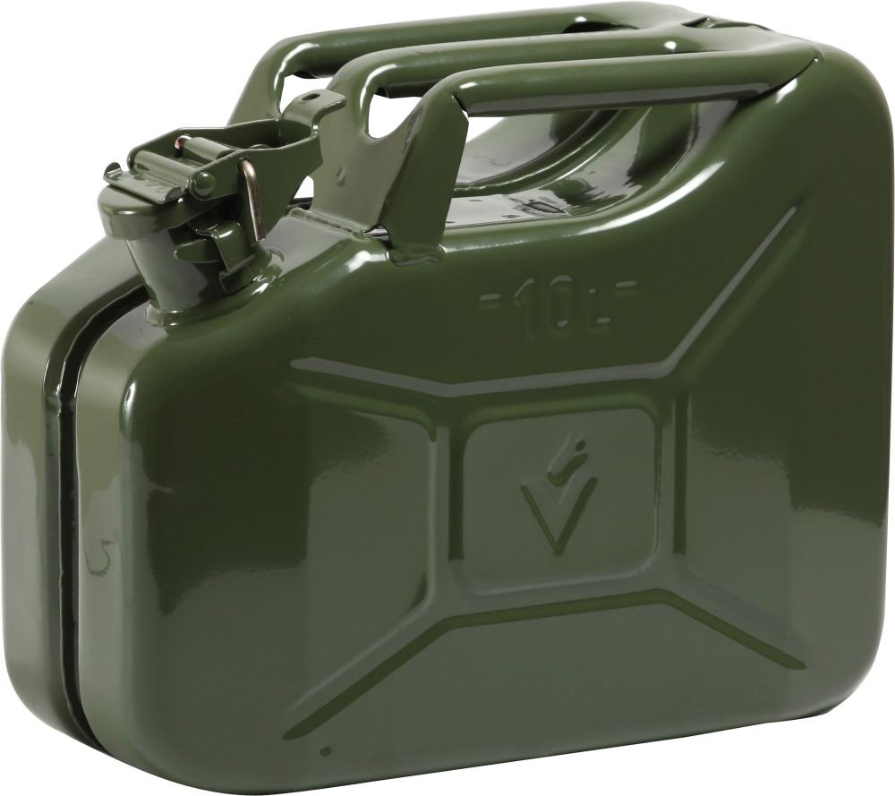 Kanystr na palivo benzín diesel olej ocelový zelený 10L Valpro