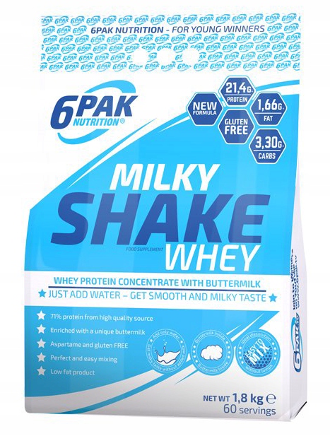 Balení 6 Kusů Milky Shake Whey 1800g arašídový krém a banán