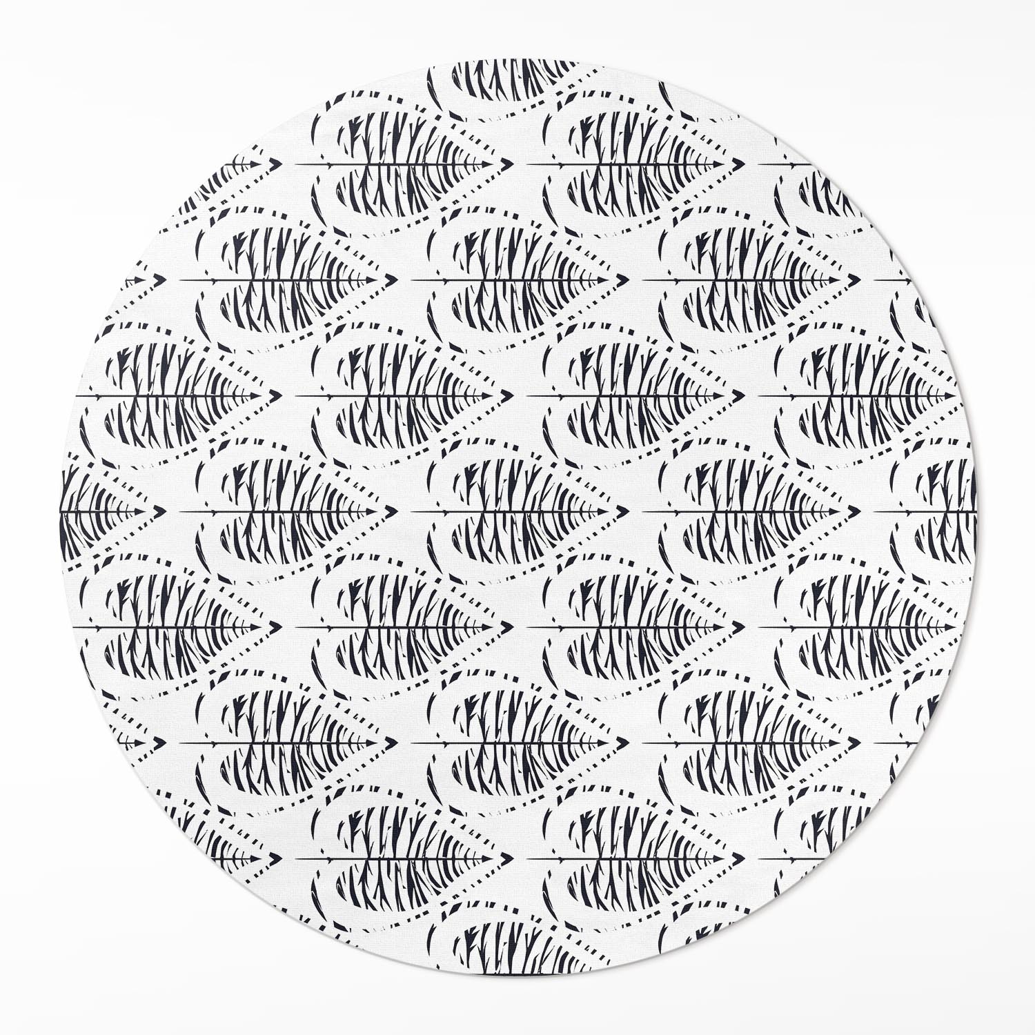 Kulatý Koberec Vinylový Vnitřní průměr 90 cm Boho listy, vzor pravidelný