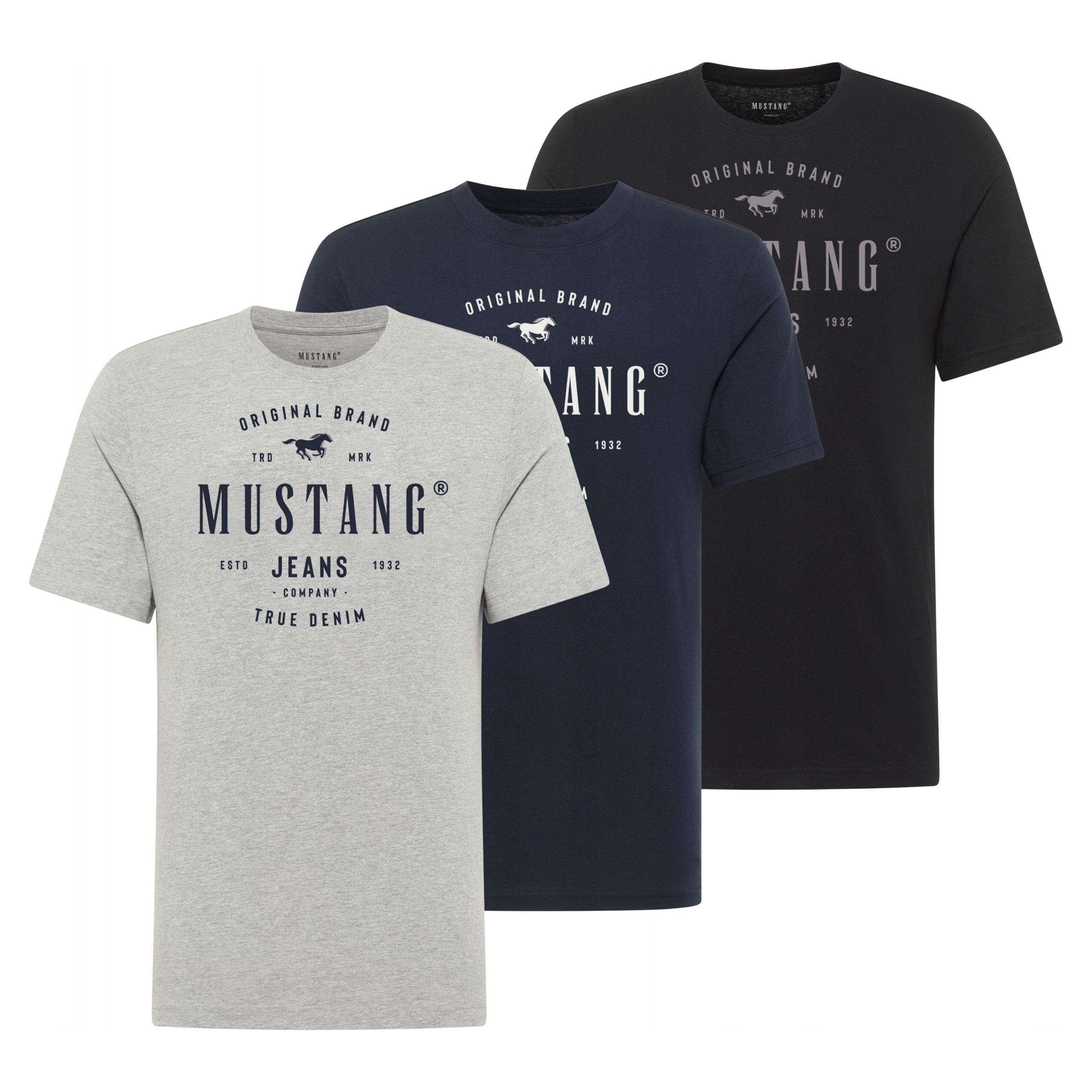 Mustang 3Pak pánské tričko Bavlněné Tričko Alex Styl Podkošilky 6XL