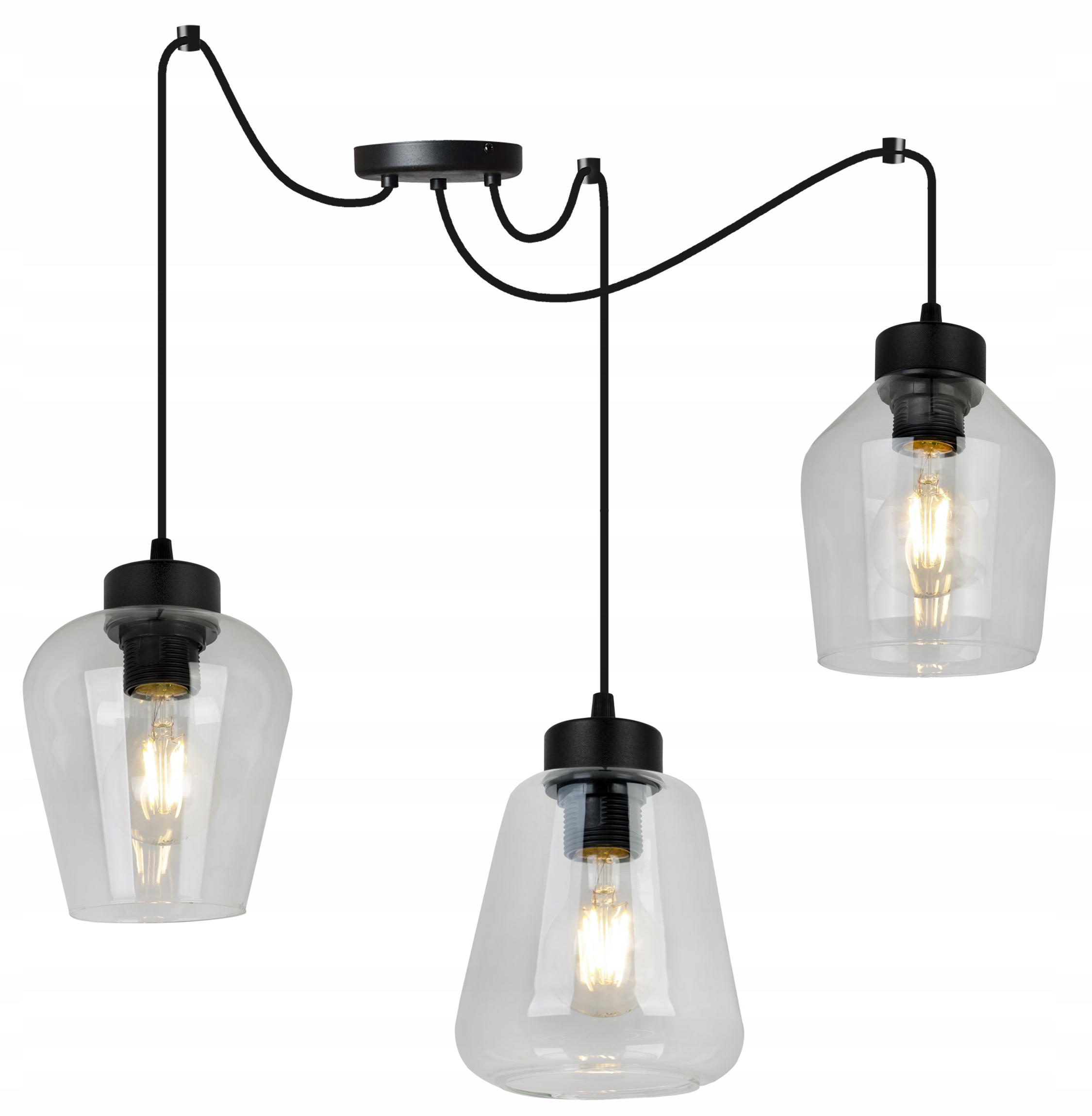 Závěsné Stropní Svítidlo Lustr Pavouk Trojitá Elegantní Skleněná Lampa