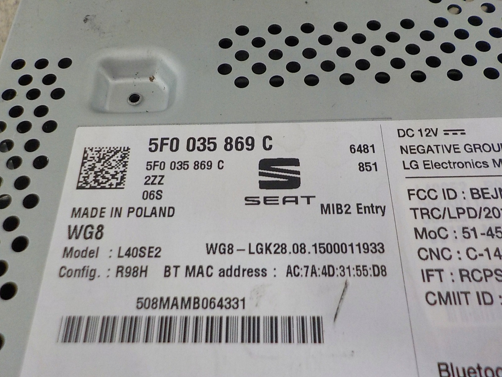 SEAT LEON III RADIO FABRYCZNE 5F0035869C