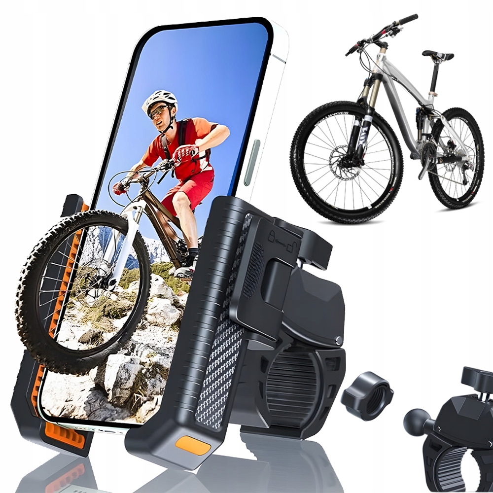 Uchwyt Rowerowy Na Telefon Uniwersalny Pomarańczowy Klips Rowerowy