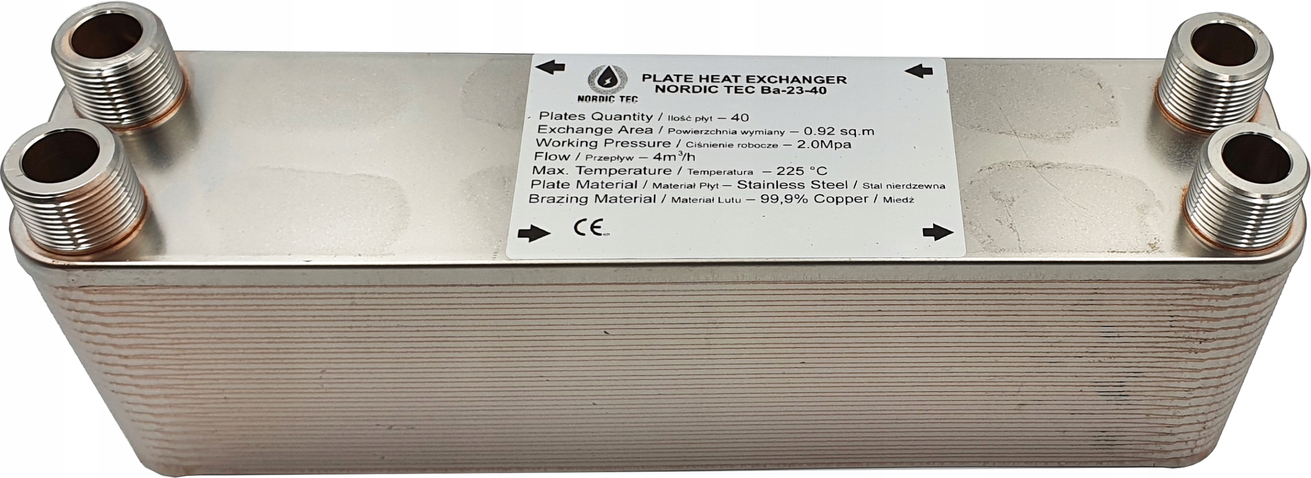 

Wymiennik ciepła 45kW Nordic Tec 4x 3/4' 40 płyt