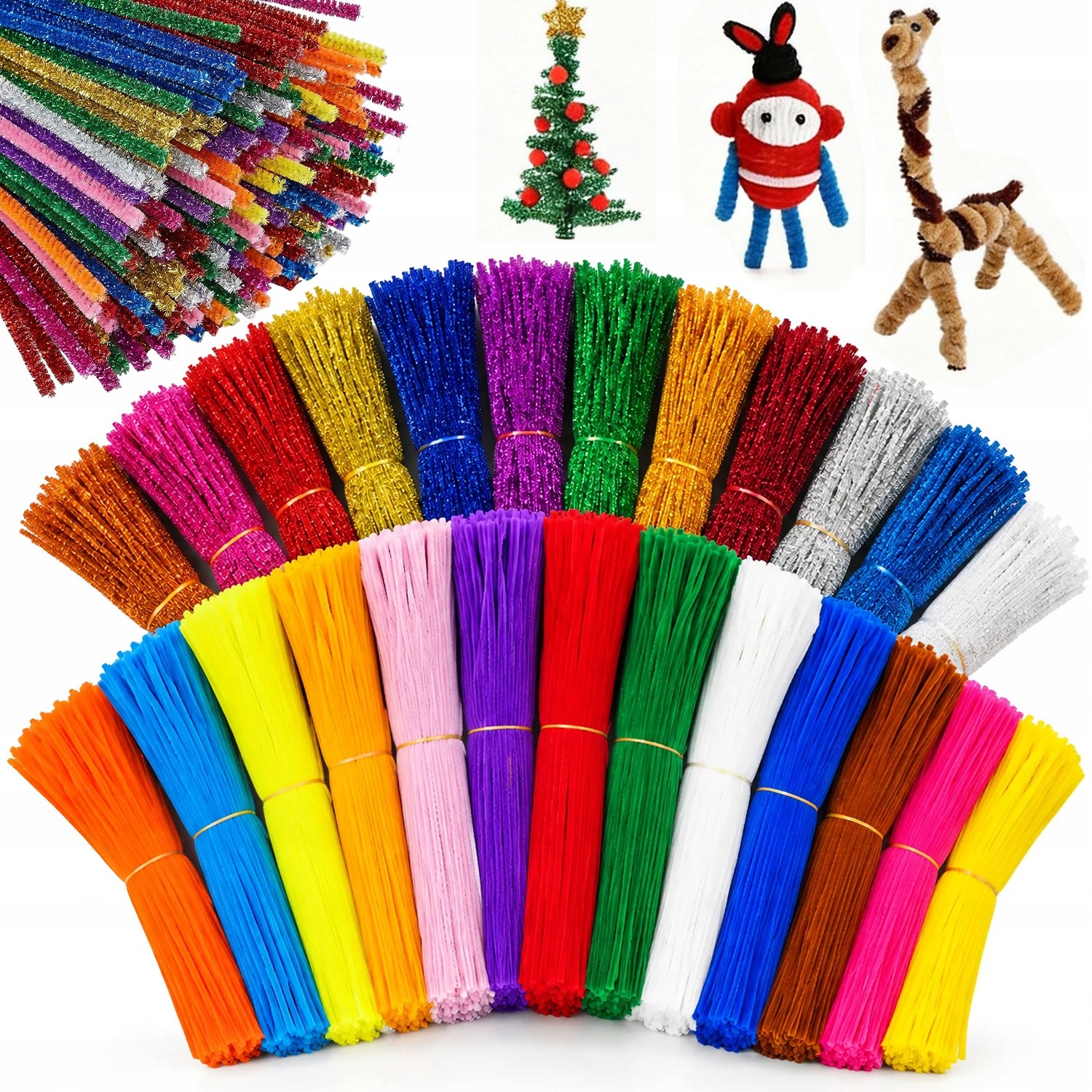 Kreativní Drátky Nadýchané Plyšové Dráty 30 CM 2500 Kusů Ozdobné Vytěráky