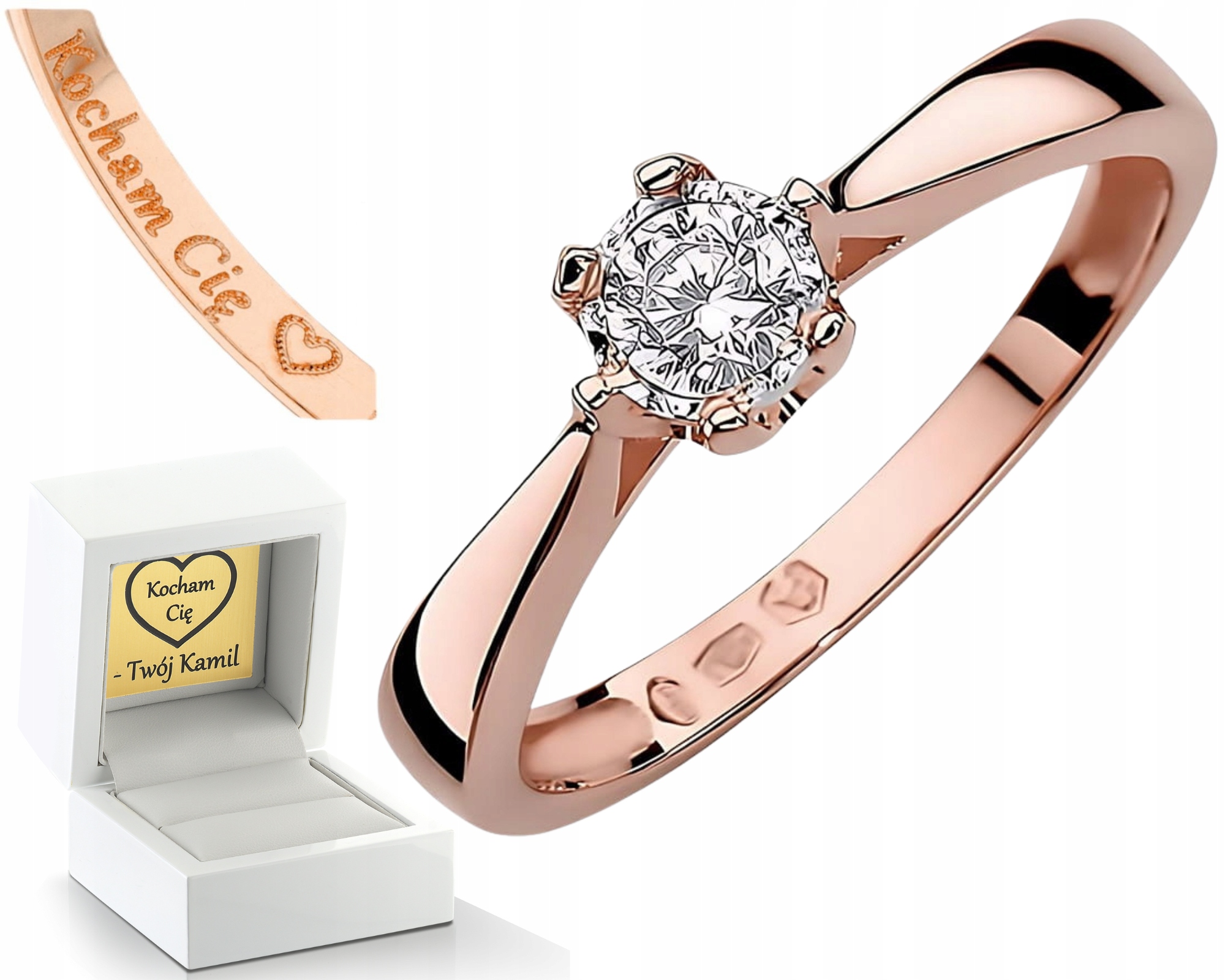 Růžové Zlato Prstýnek Laboratorní Briliant Zásnubní 585