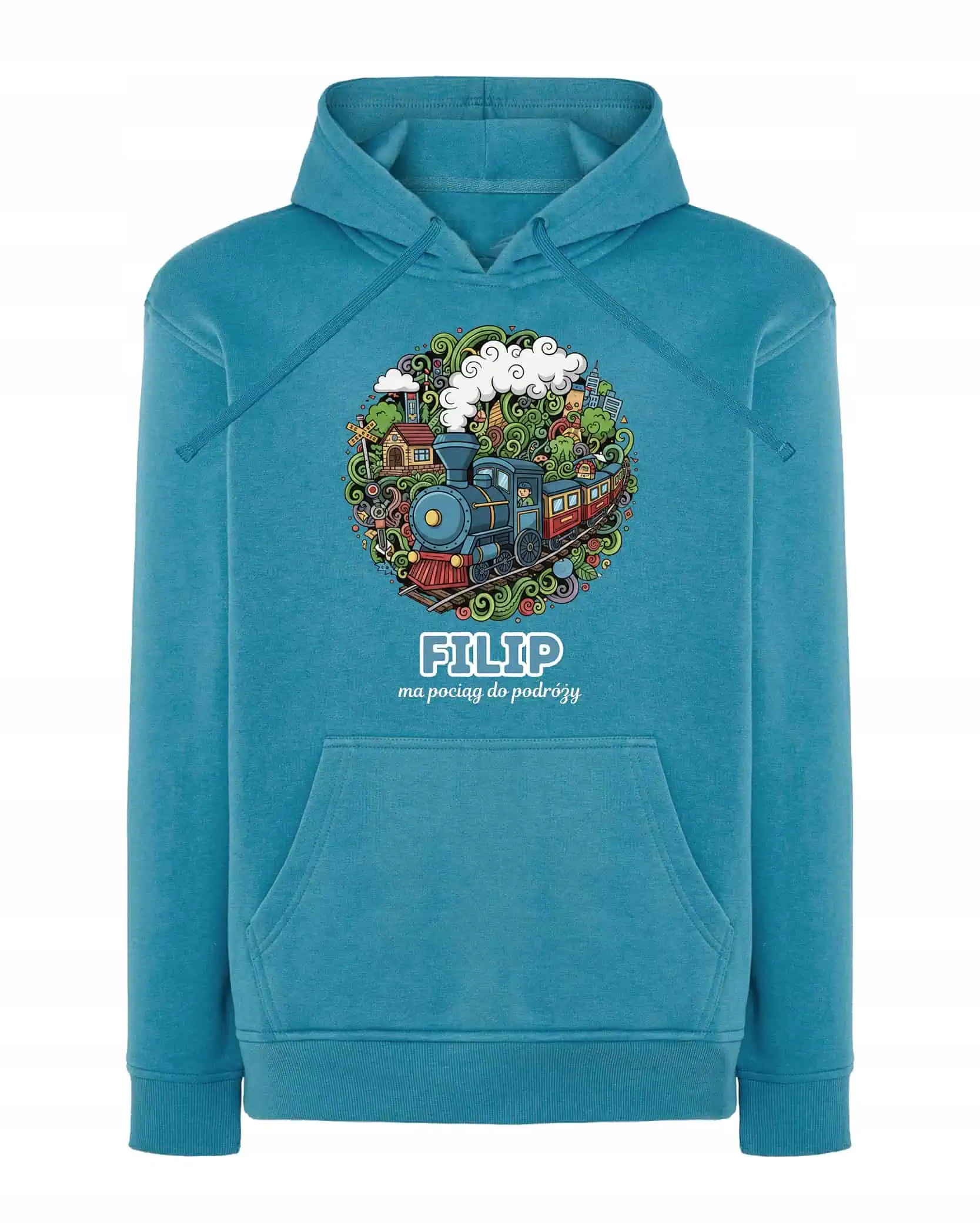 Mikina s kapucí Strojvedoucí Personalizovaná Ilustrační Modrá L