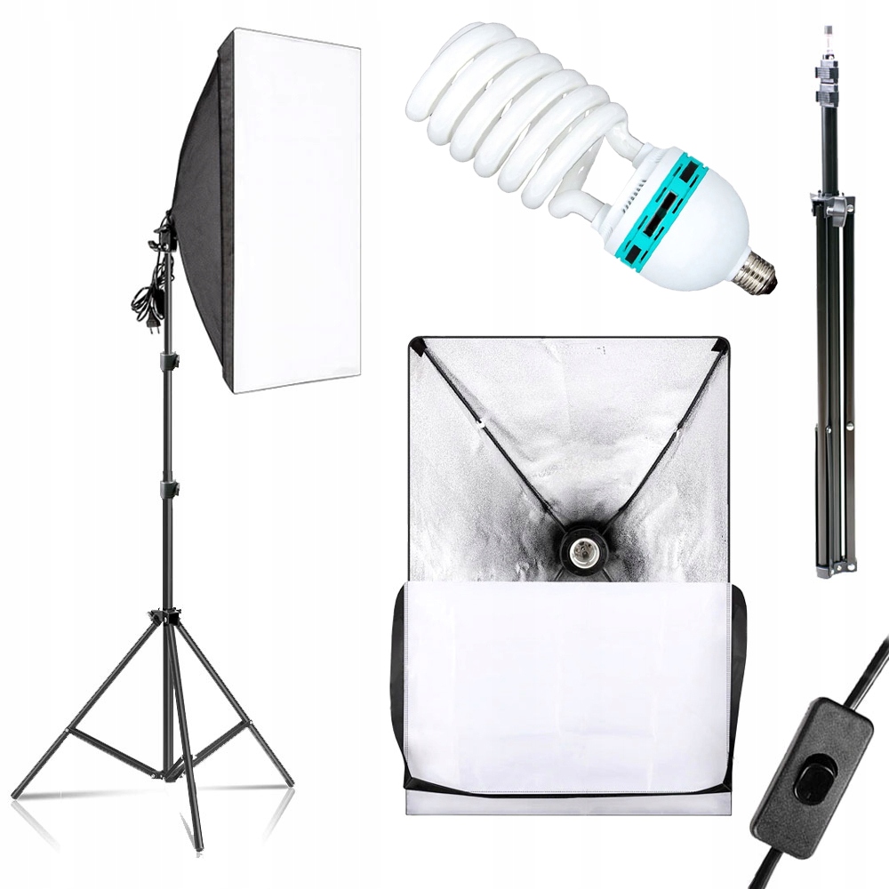 ZESTAW ŚWIATŁO CIĄGŁE + SOFTBOX 50x70 600W statyw
