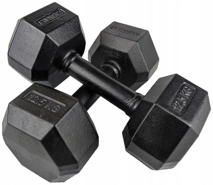 ŻELIWNA HANTLA HEXAGONALNA HEX 2x12,5 KG ZESTAW Marka Kawmet