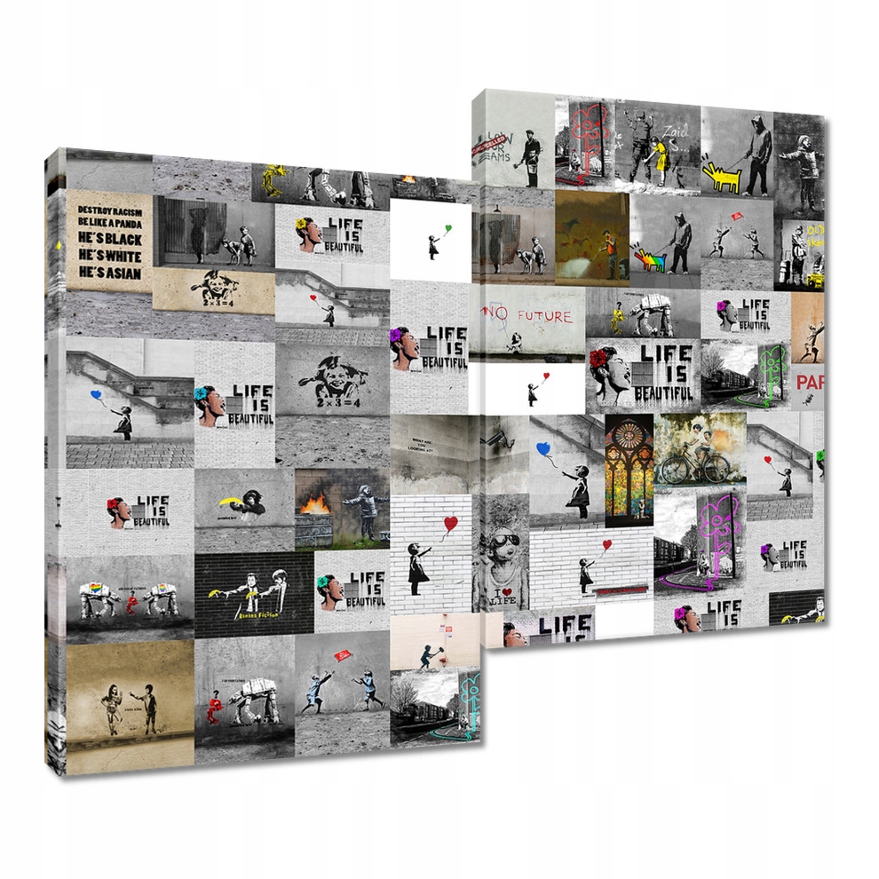 

Obraz 80x70 Mega Mix Banksy Kolaż