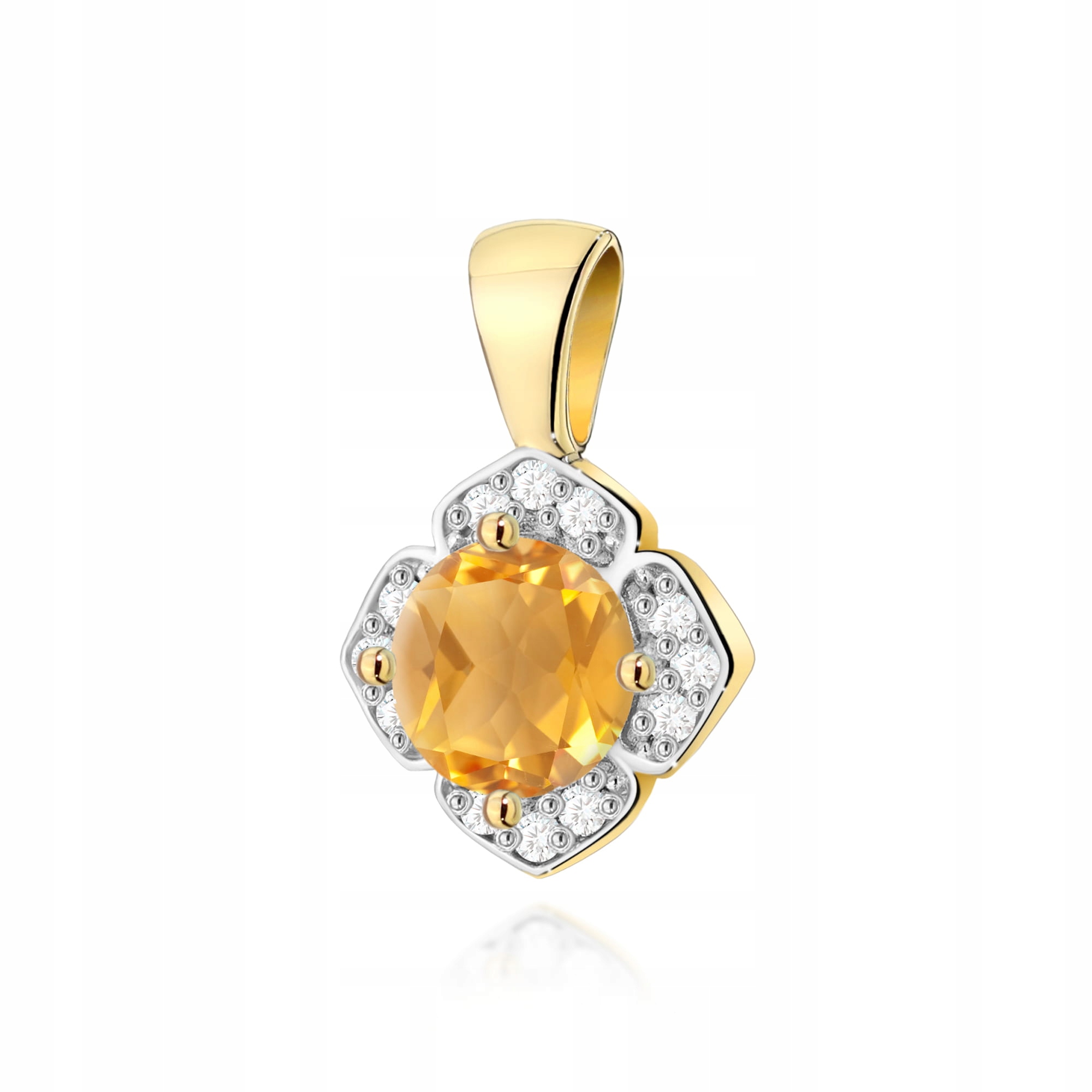 Klasický zlatý přívěsek 585 citronů přírodní s diamanty květ 0,5 g