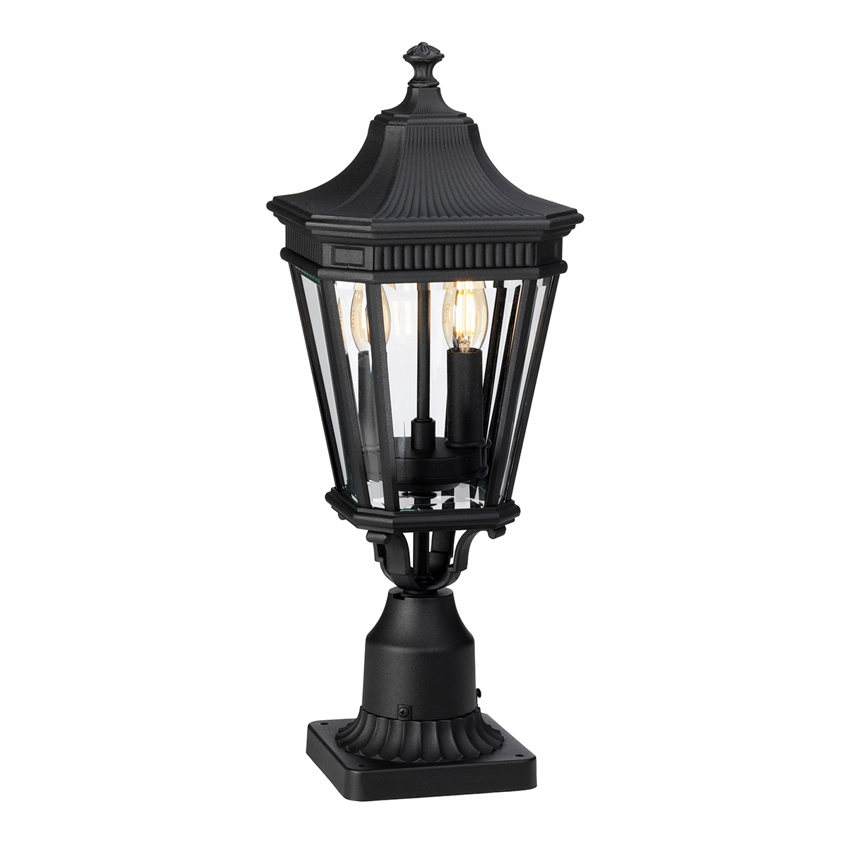 Vonkajšia stojaca záhradná lampa čierna klasická sklenená 55 cm Feiss