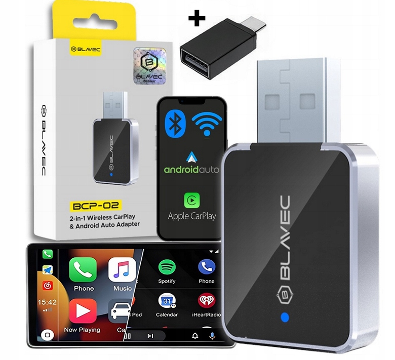 Adapter Carplay Android Auto Bezprzewodowy Blavec Bluetooth Wifi Usb +Typ C