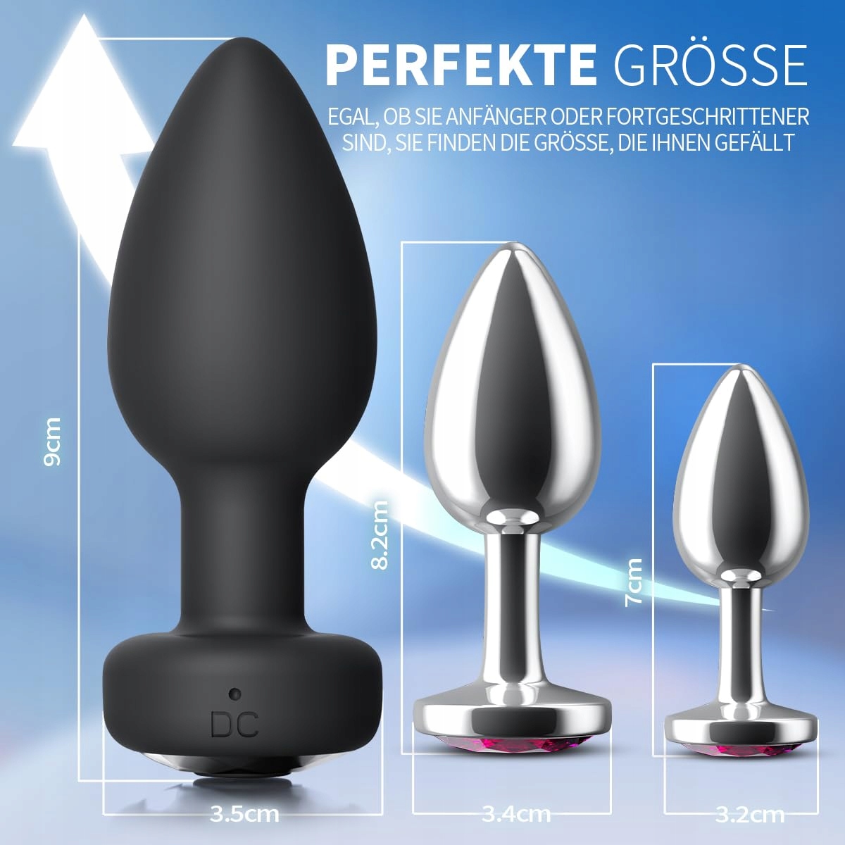 ANALPLUG Zestaw 3 Sztuk Silikonowy Metalowy Wibrator Dla Kobiet i Mężczyzn — miniatura 6