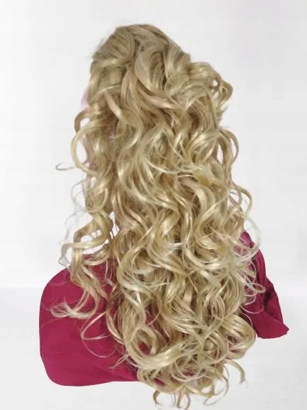 Příčesek, dlouhé kudrnaté kadeře, dopinka, poník 802-15bt613 blond mix na banán