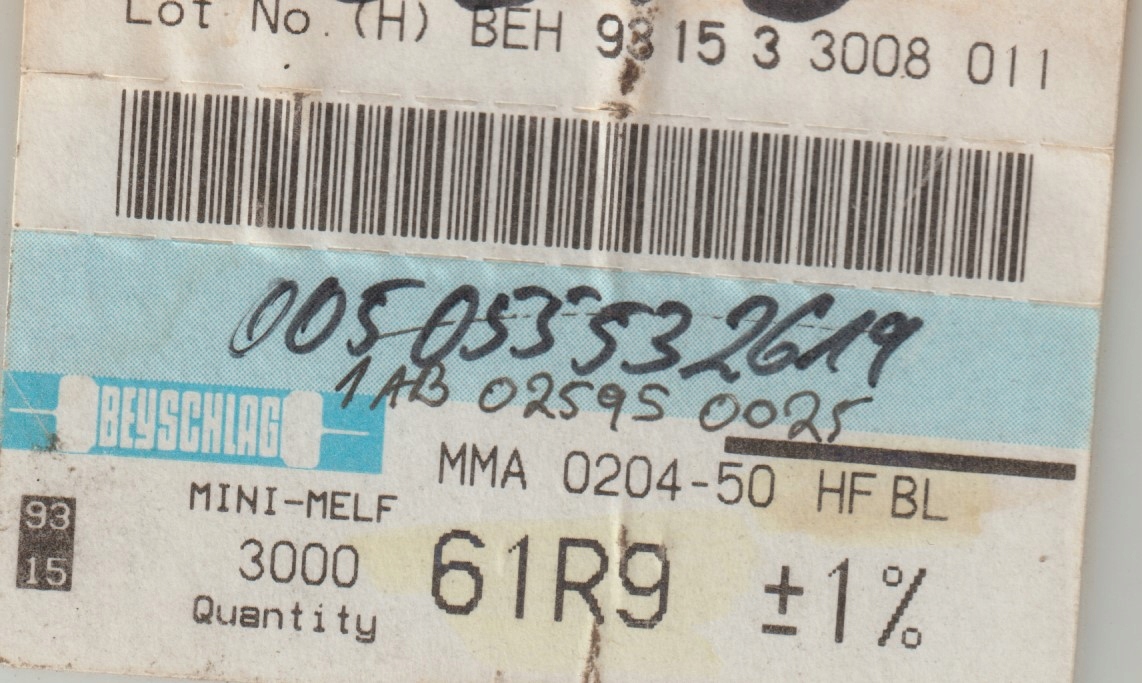 [20szt] 61R9 1% 50ppm rezystor Smd mmelf MMA0204HF Beyschlag high frequency