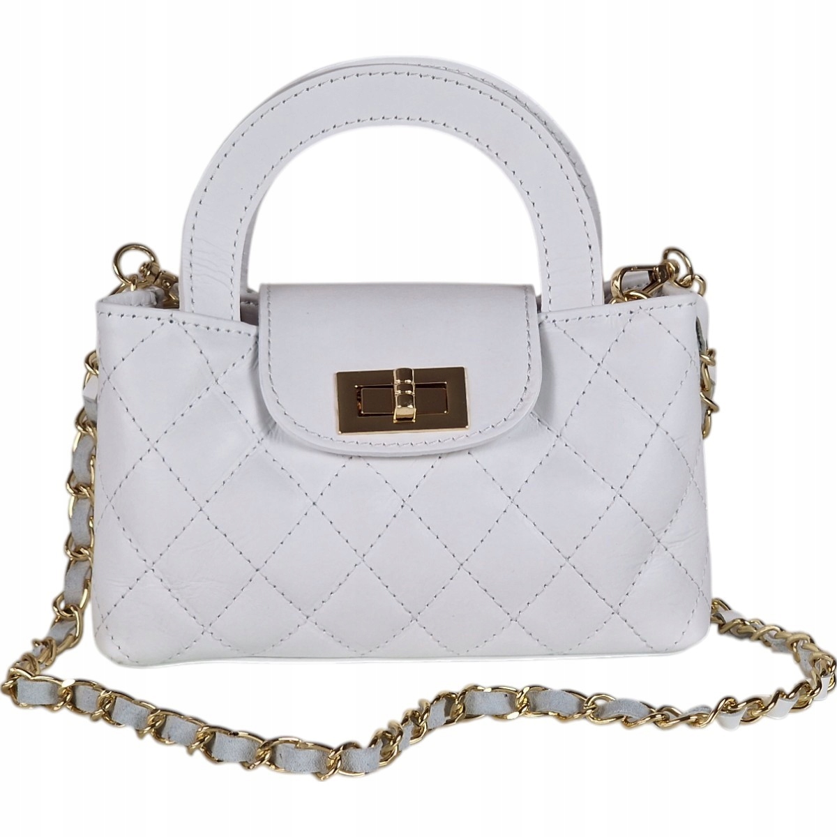 Massimo Contti kabelka přes rameno přírodní kůže prošívaná bílá do ruky