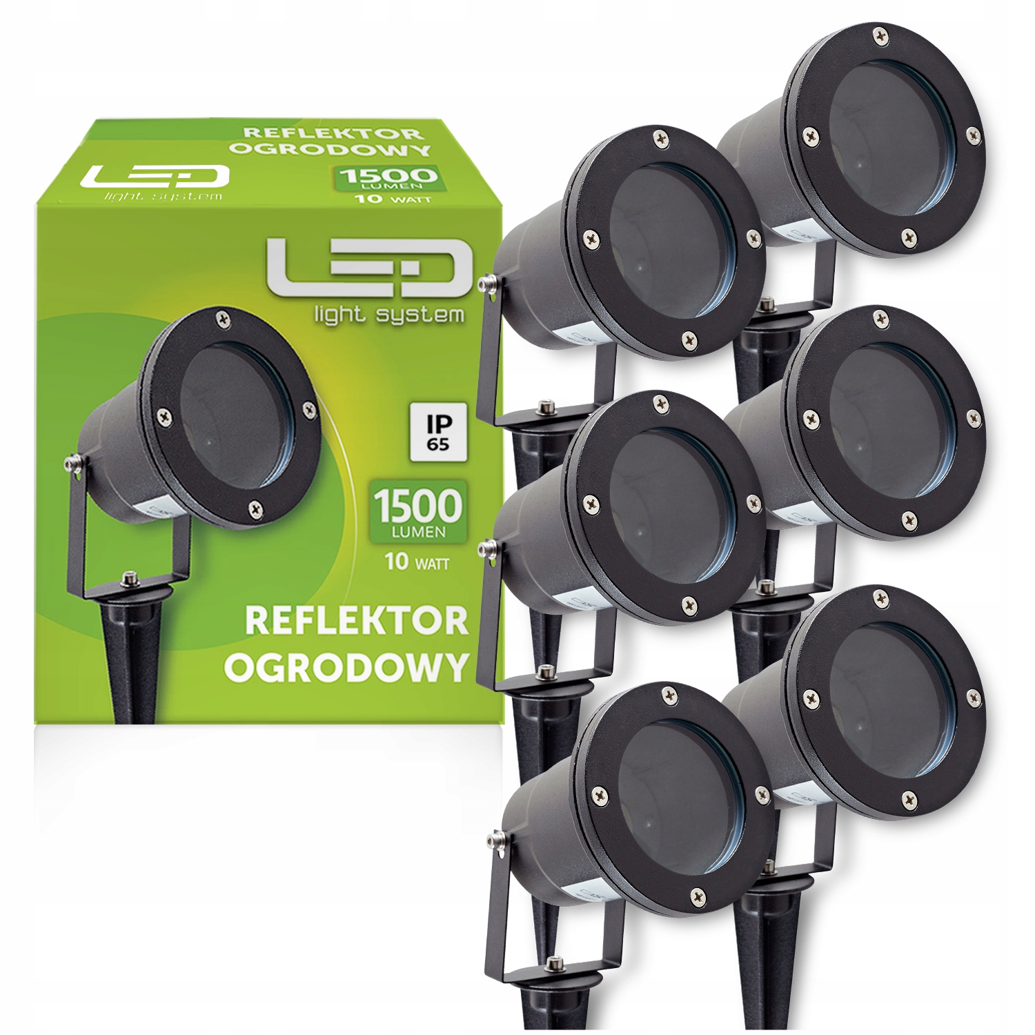 Zestaw 6x Oprawa Ogrodowa Szczelna Lampa Solidna Szpikulec IP65 Czarna