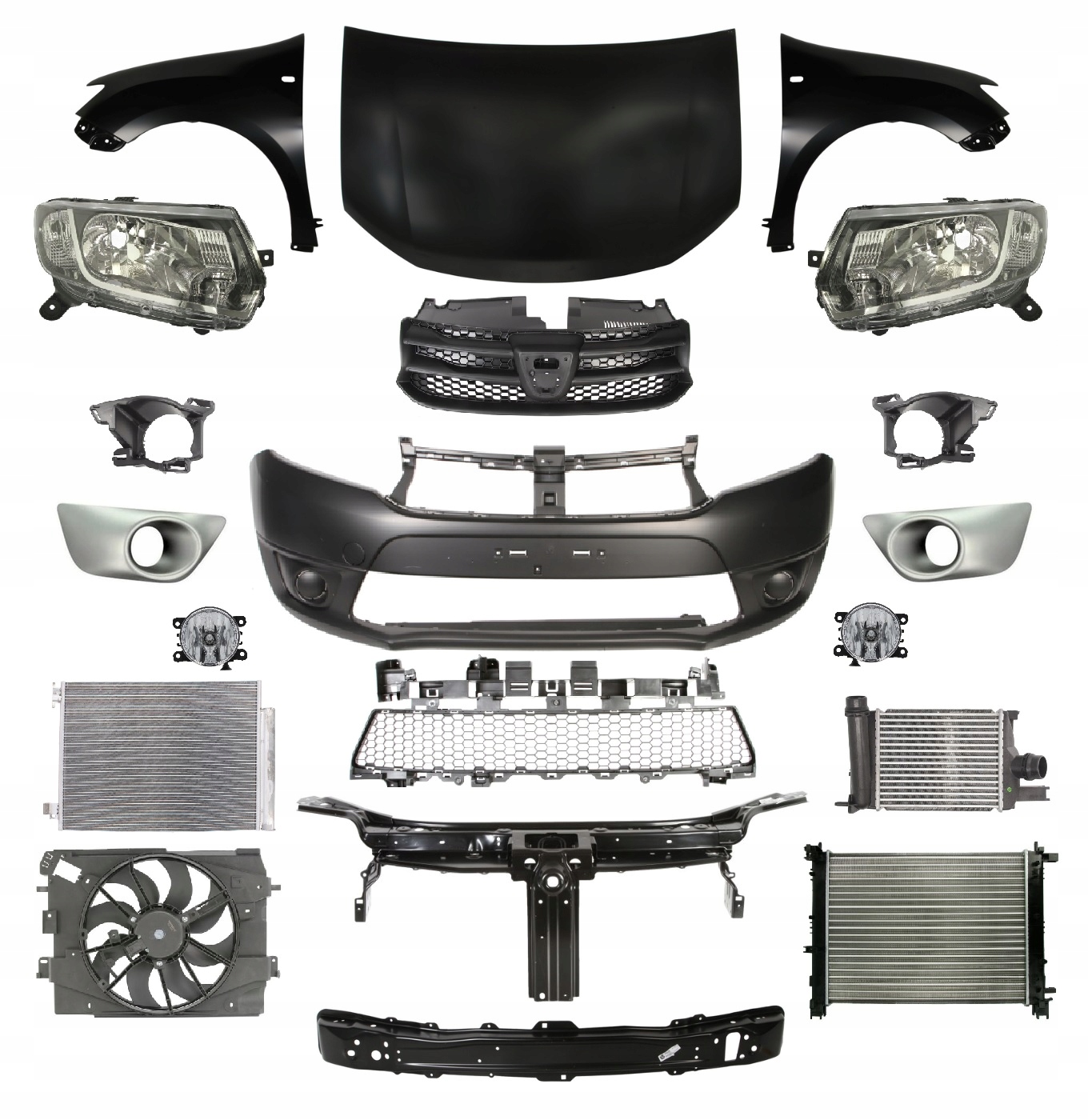 LOGAN 12-17 PRZÓD MASKA ZDERZAK PAS BŁOTNIK LAMPA