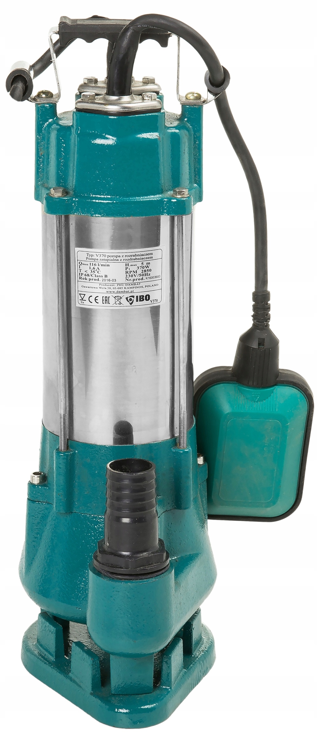 Ponorná pumpa do žumpy odpadových vôd V 370 Ibo s úzkym drvičom