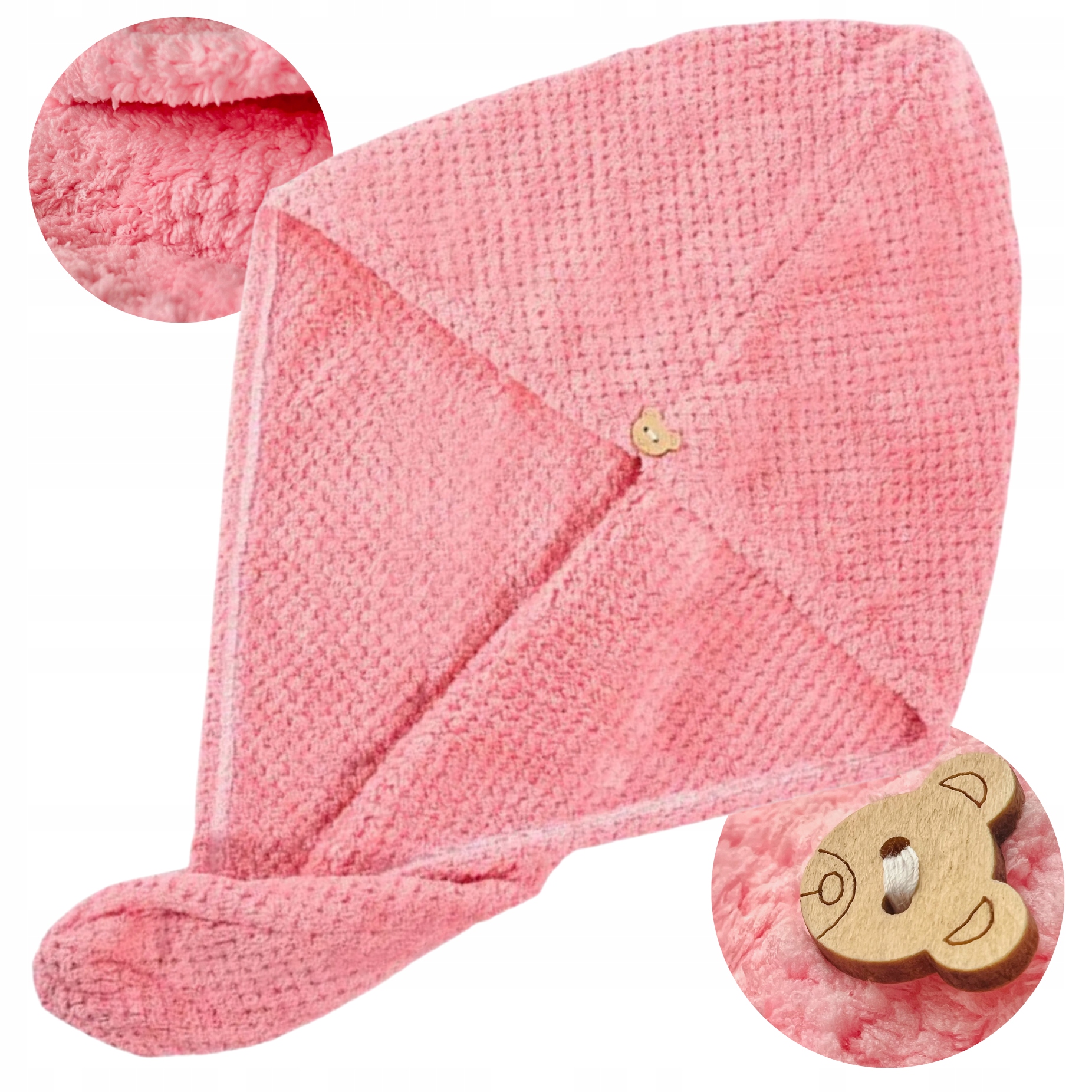 Turban do włosów ręcznik z mikrofibry do suszenia różowy SEOL Cosmetics
