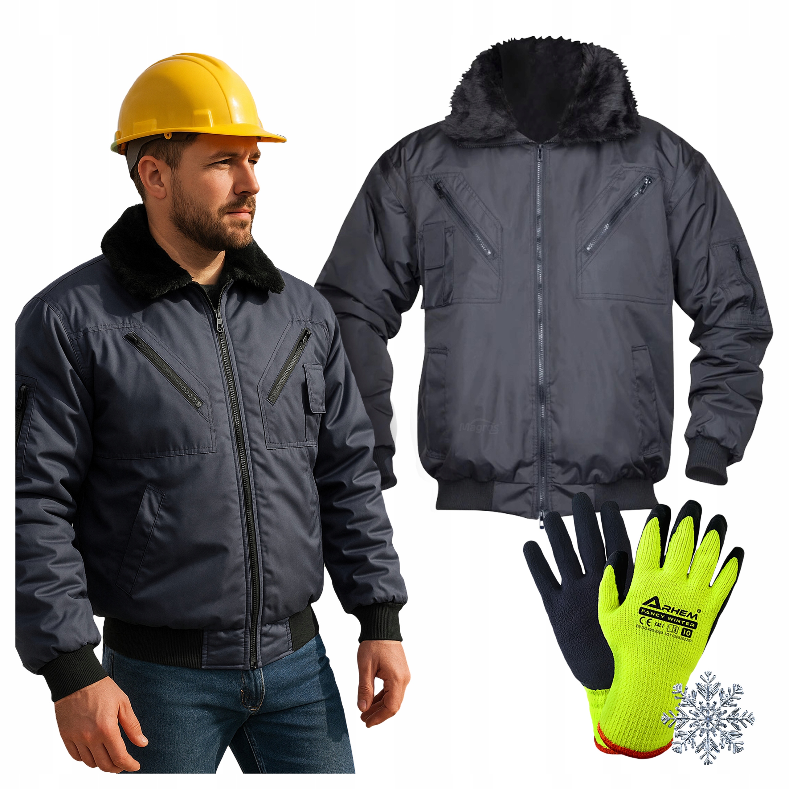 Kurtka Robocza Zimowa Ocieplana Męska 2w1 Ochronna Pilotka Bomberka Ciepła