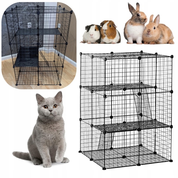 Wybieg Kojec Piętrowy Metalowa Klatka Składana dla Kotów Królików