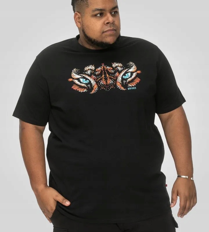 Veľké pánske čierne tričko „Oči tigra“ LEAMINGTON-D555