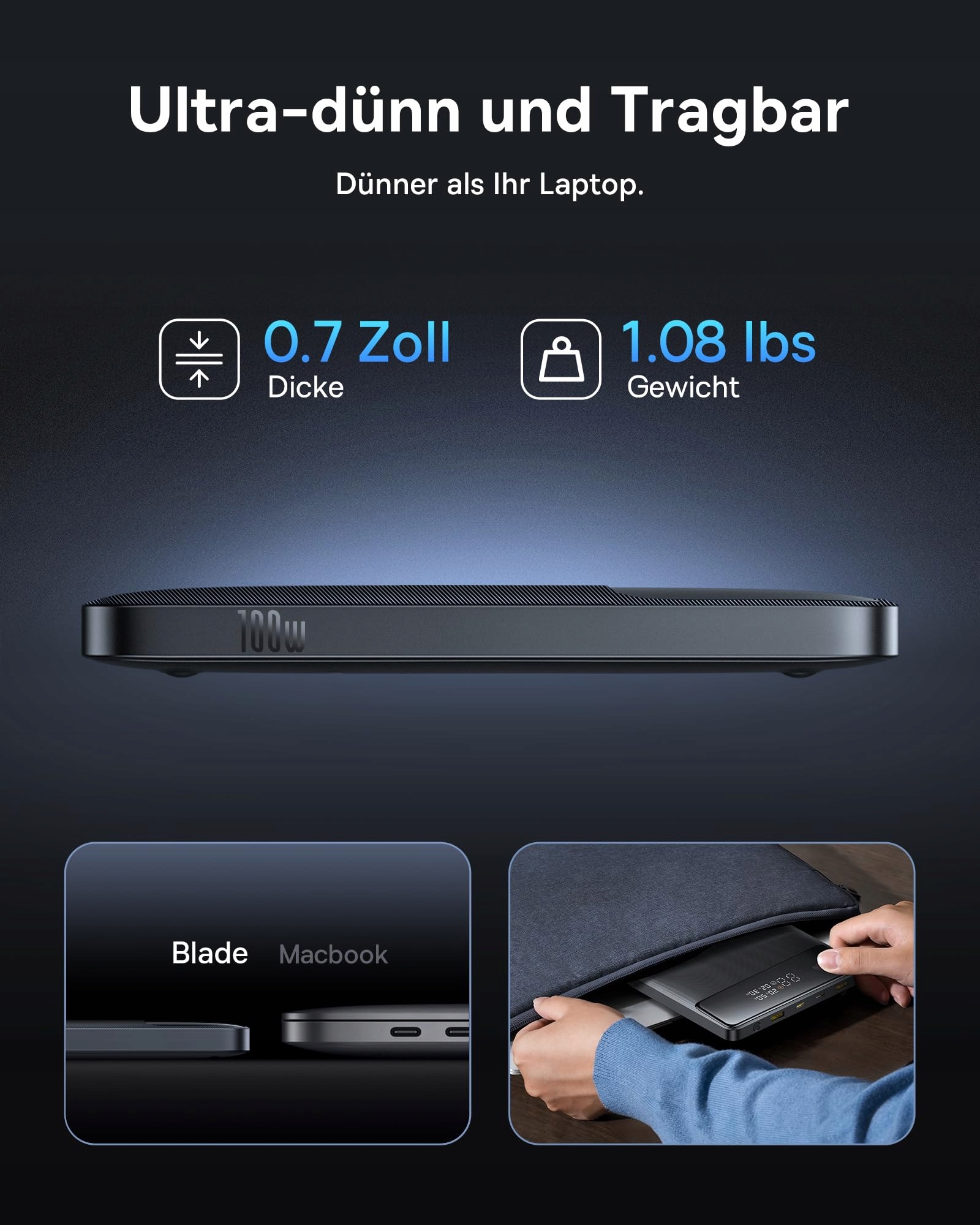 BASEUS Powerbank 20000mAh 100W PD Szybkie Ładowanie Do Laptopów iPhone — miniatura 5