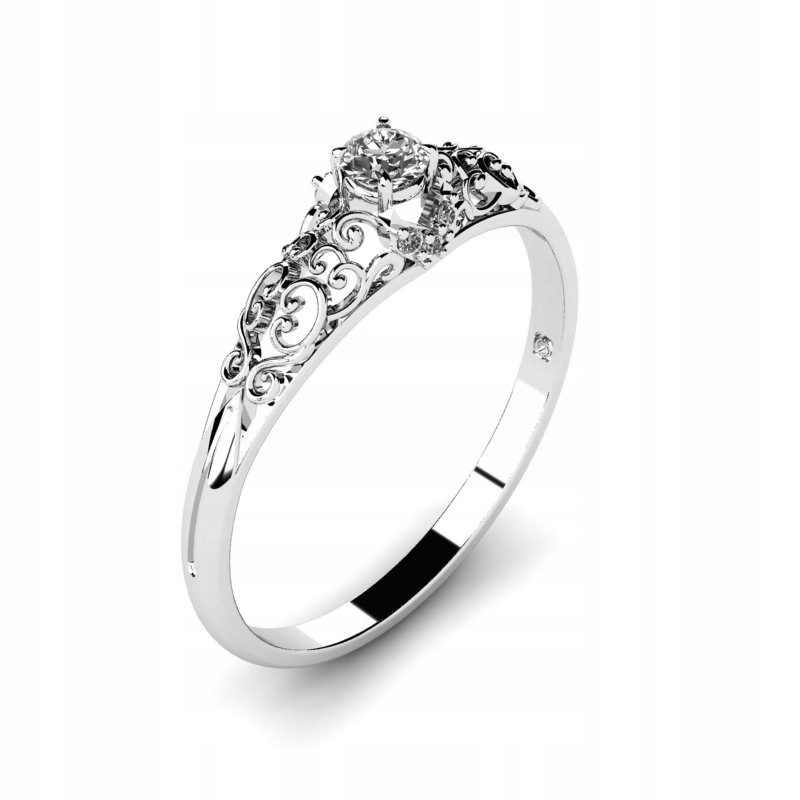 

Pierścionek Z Białego Złota Misterny Cyrkonia 3MM