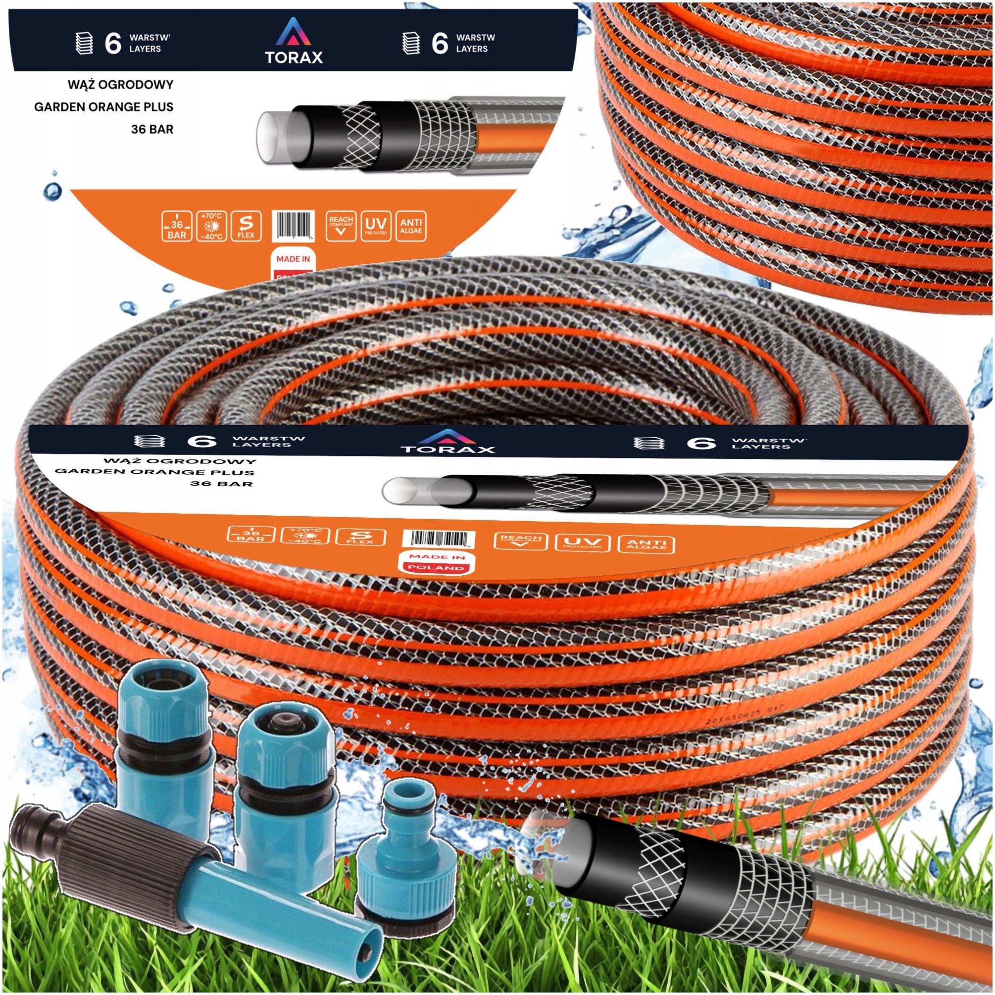 Hadice 6-VRSTVÁ 36 Bar 1/2" 50 M Zesílená, Odolná Vůči Uv Zavlažovač