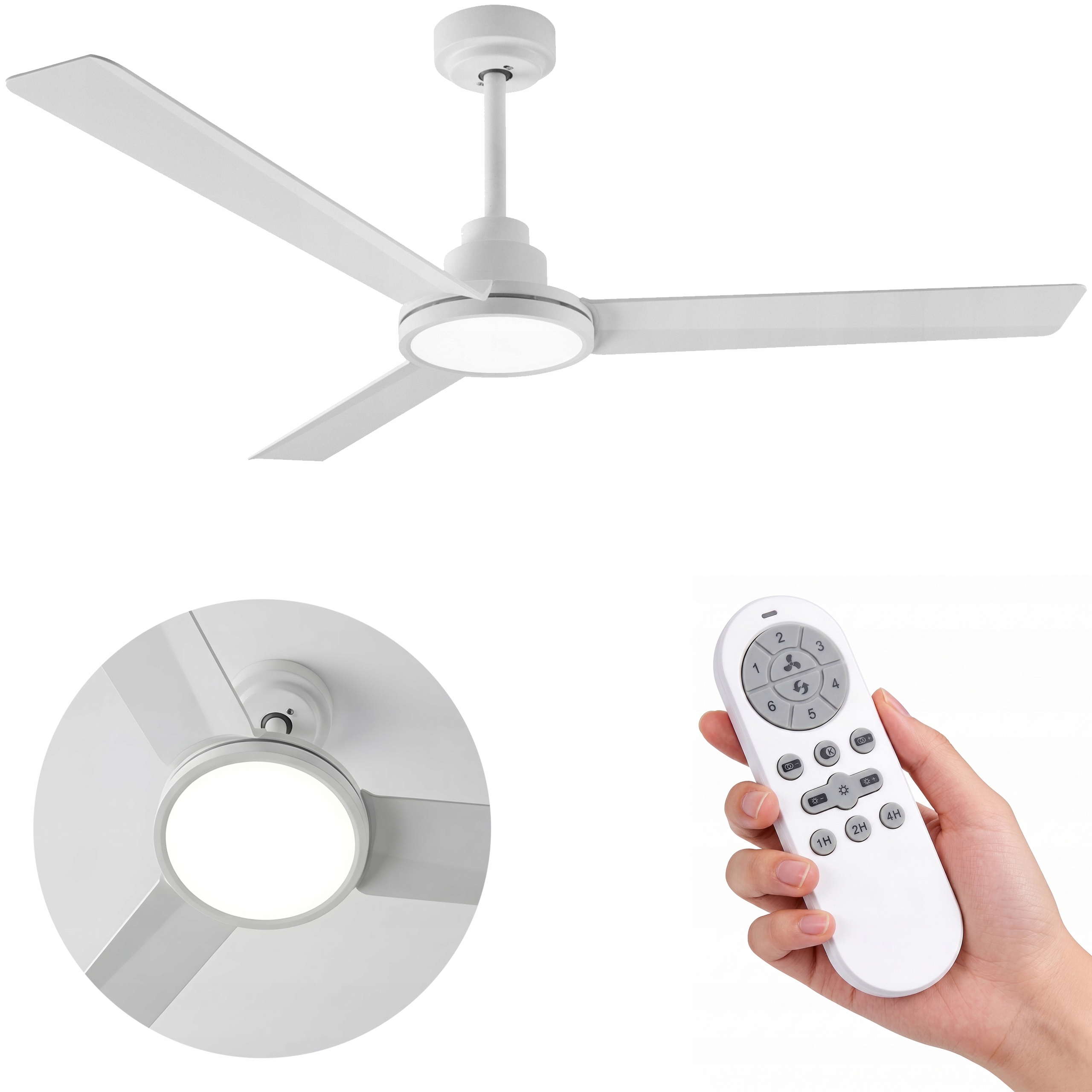 Stropný ventilátor Lunaris DC Led Biely 132 cm Stmievateľná lampa