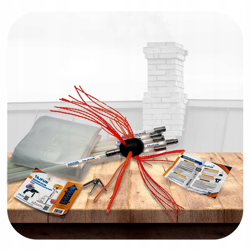 ZESTAW SZCZOTKA DO CZYSZCZENIA KOMINA TAJFUN 9m + GŁOWICA LINKA CZYSZCZENIE Marka Tajfun